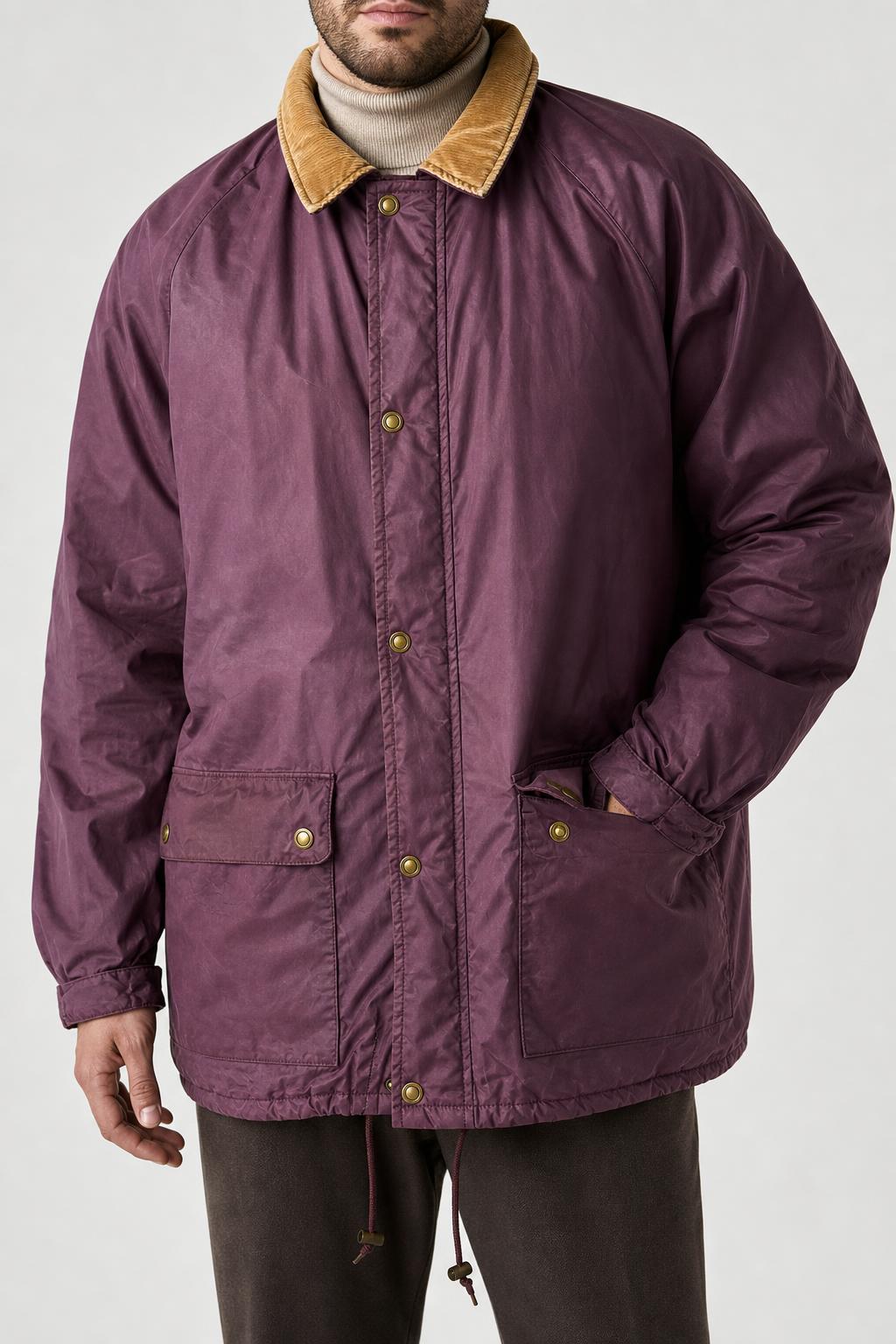 Giacca imbottita bordeaux con collo in velluto Vent d'Orage vintage – Uomo Taglia L