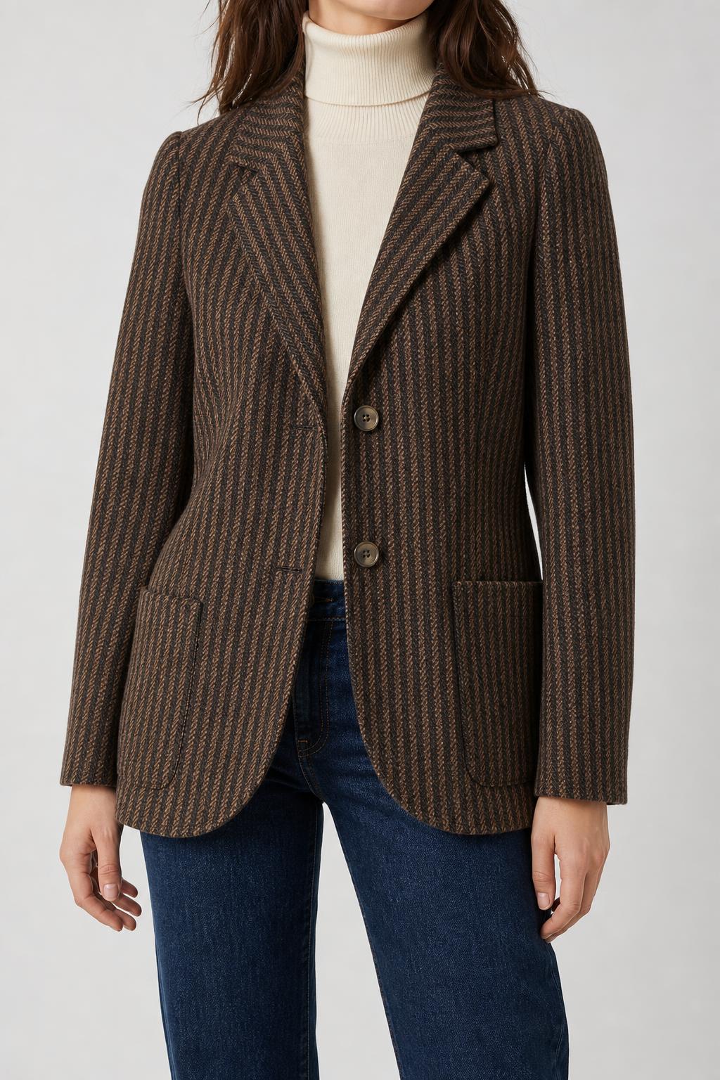 Giacca in lana spinata marrone vintage – Donna Taglia M