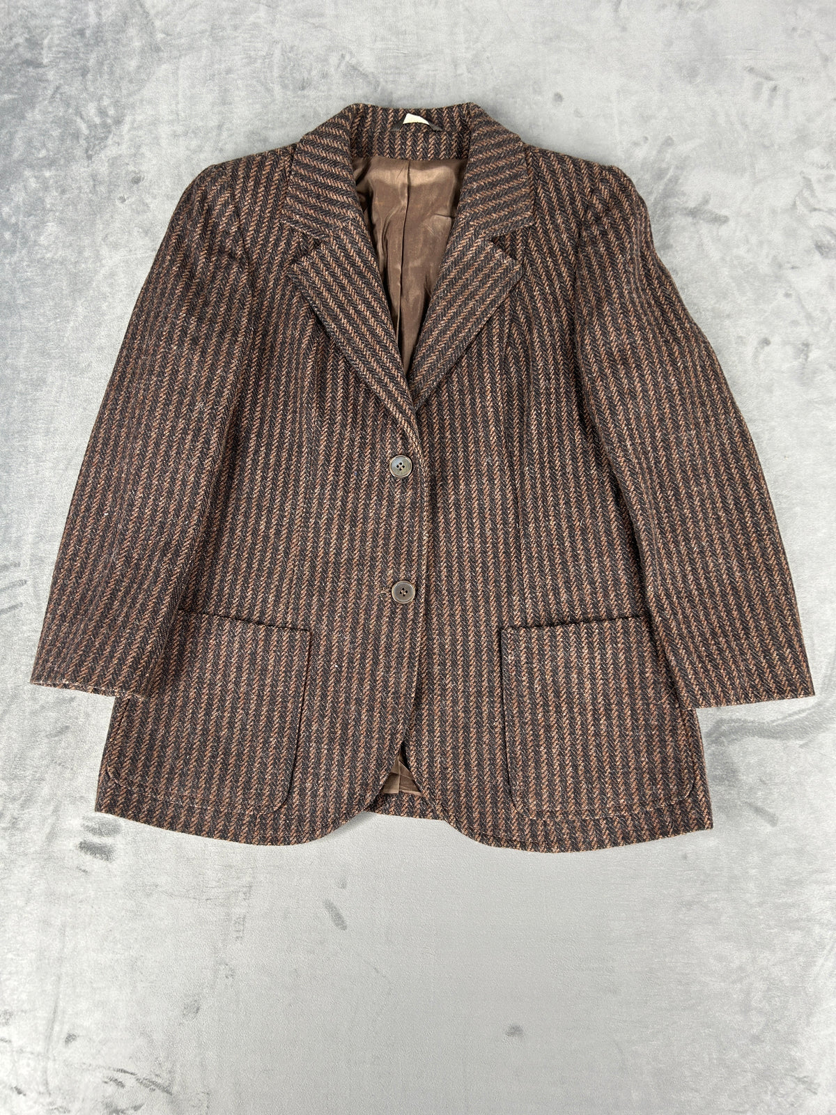 Giacca in lana spinata marrone vintage – Donna Taglia M