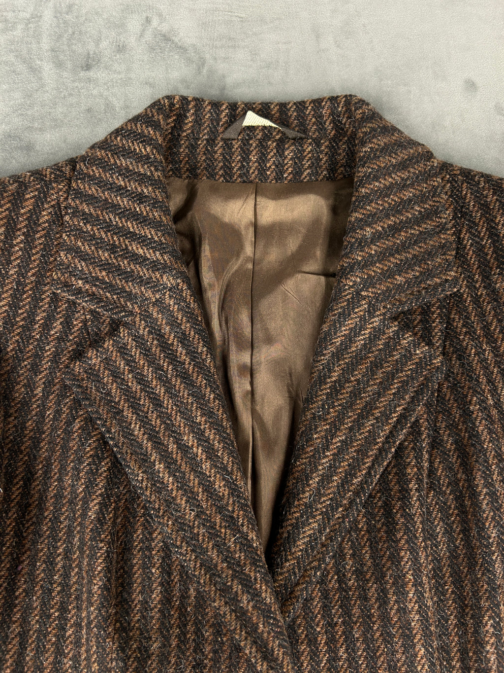 Giacca in lana spinata marrone vintage – Donna Taglia M