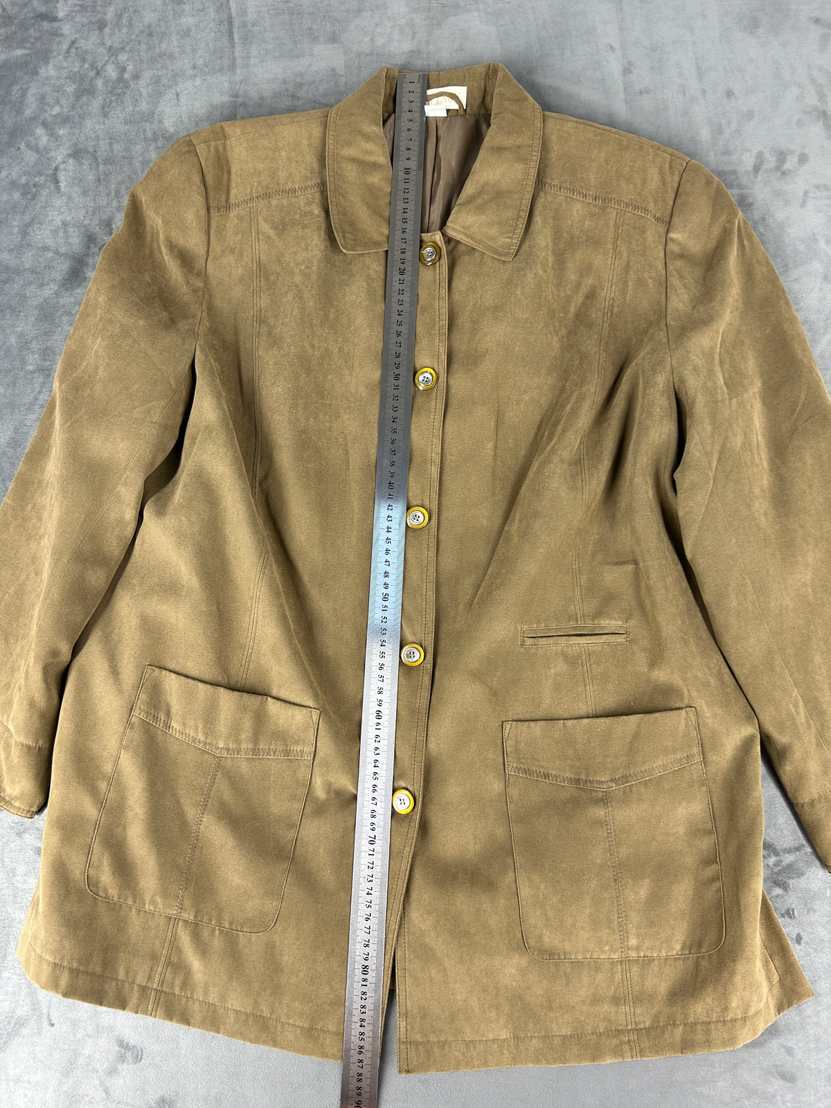 Giacca in camoscio cachi Fair Lady vintage – Donna Taglia L