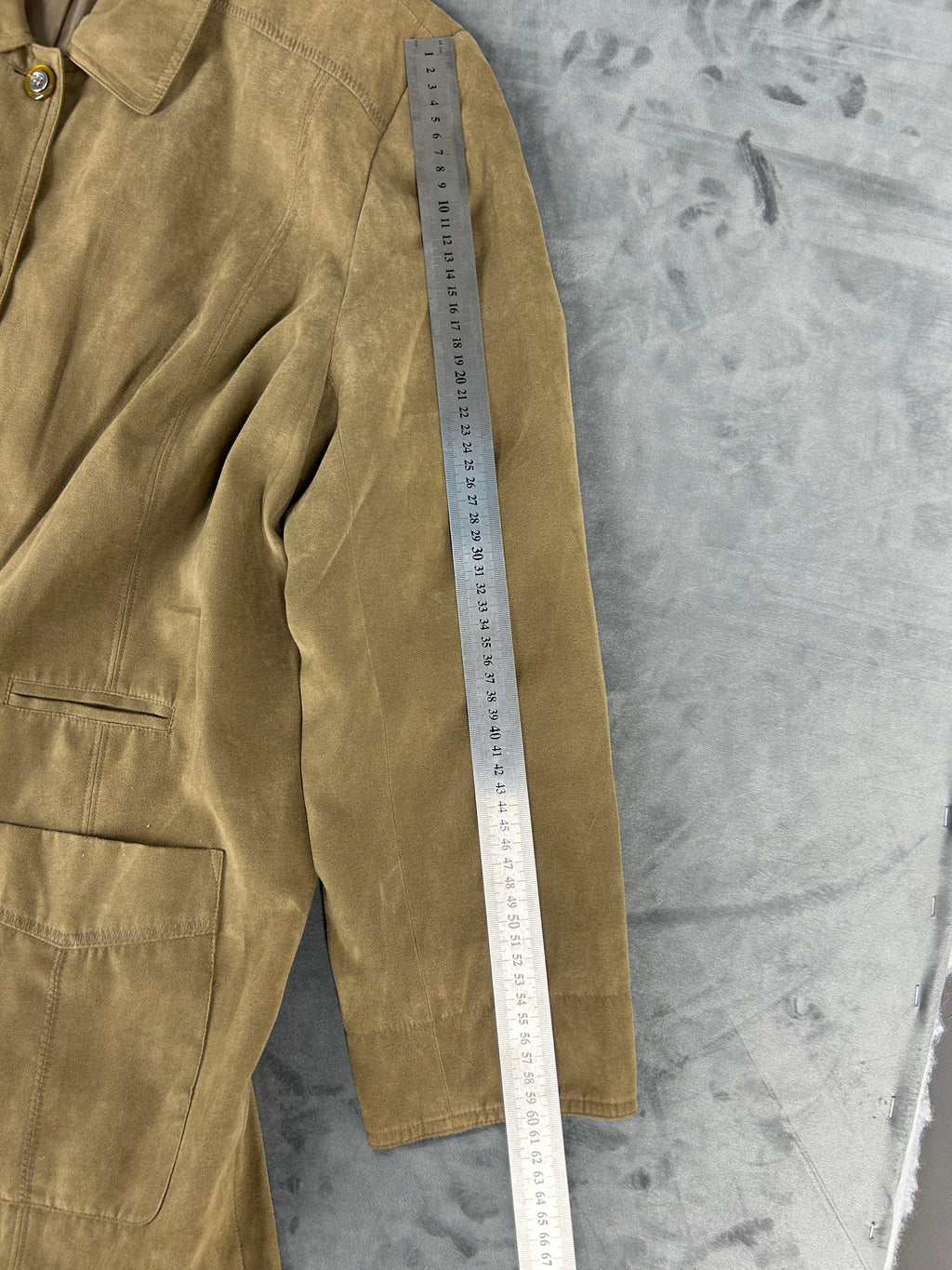 Giacca in camoscio cachi Fair Lady vintage – Donna Taglia L