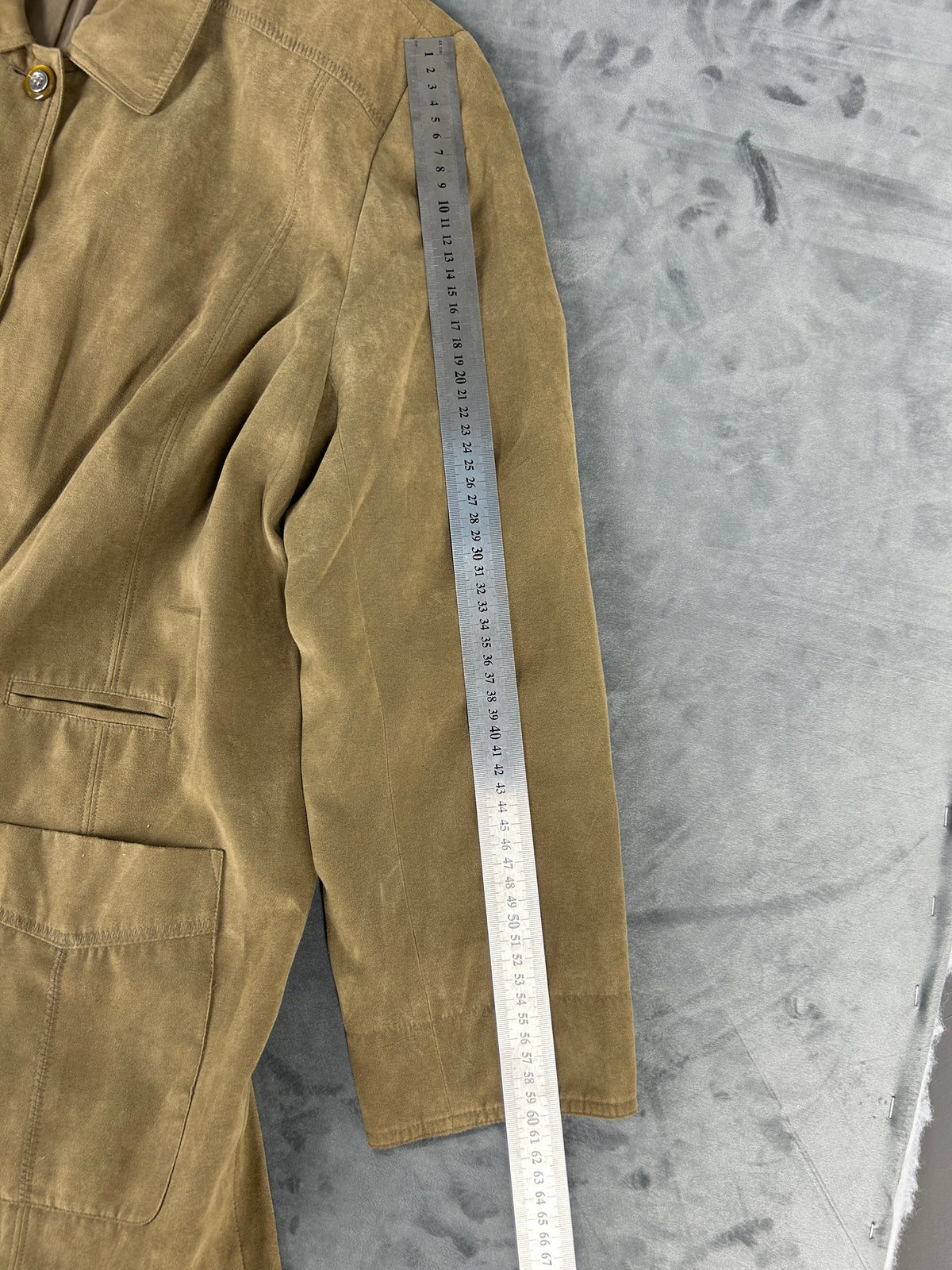 Giacca in camoscio cachi Fair Lady vintage – Donna Taglia L
