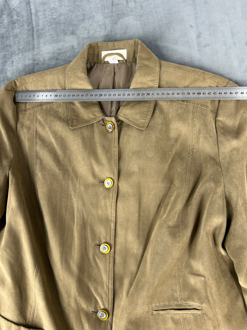 Giacca in camoscio cachi Fair Lady vintage – Donna Taglia L