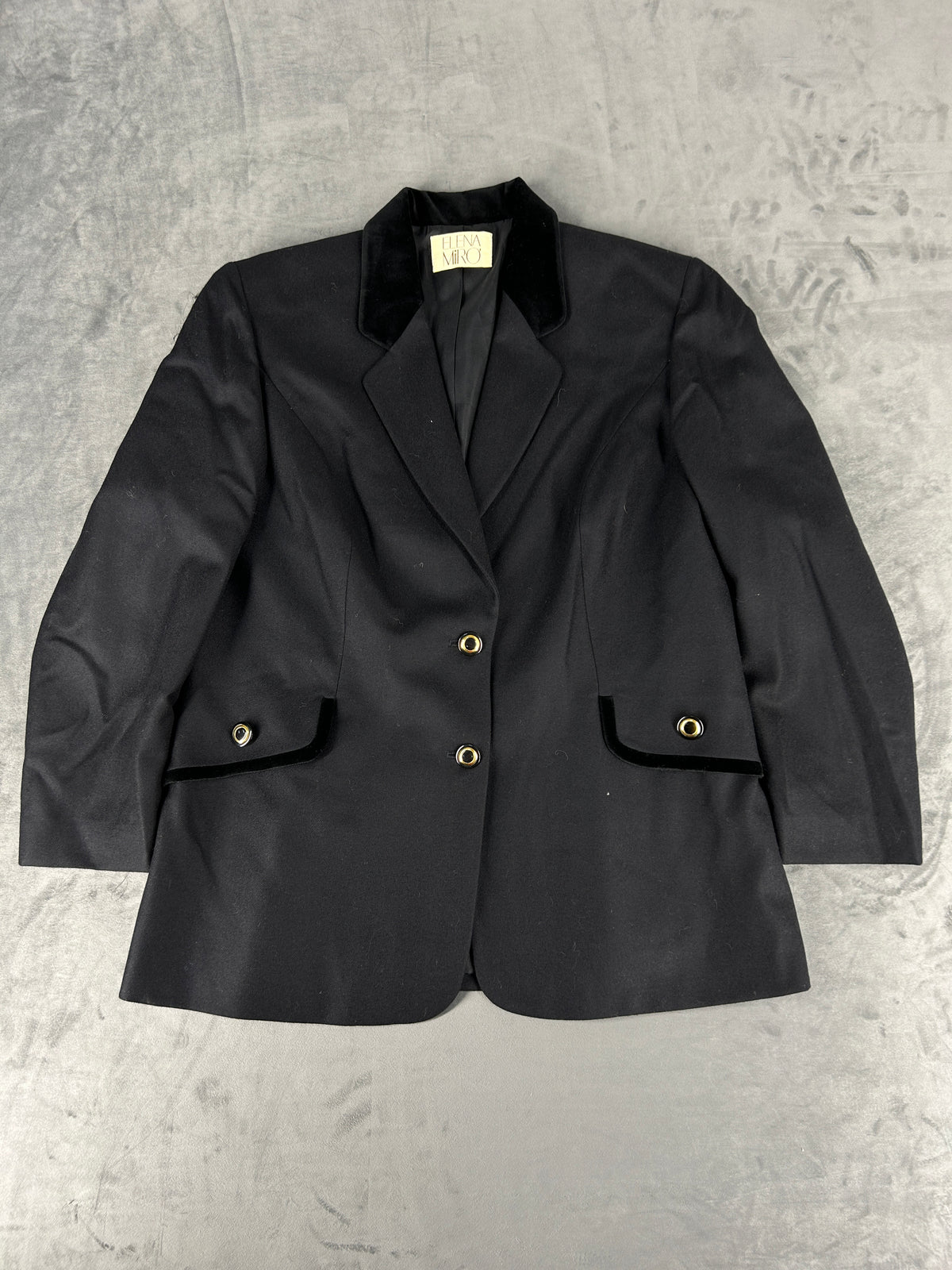 Blazer nero in lana con collo in velluto Elena Mirò vintage – Donna Taglia L