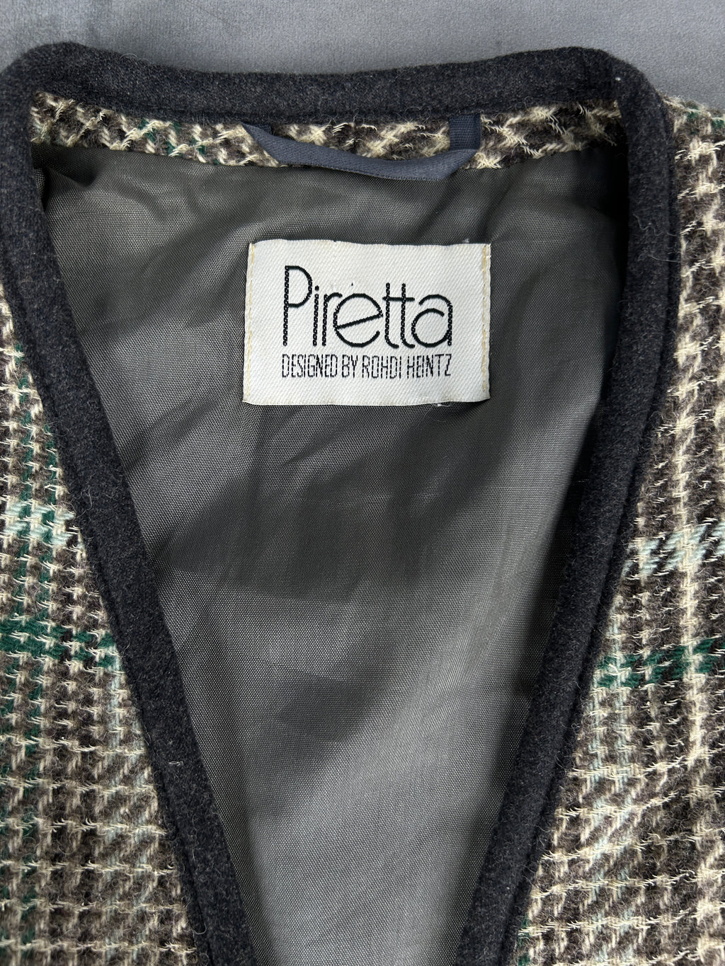 Giacca in lana principe di Galles verde Piretta vintage – Donna Taglia L