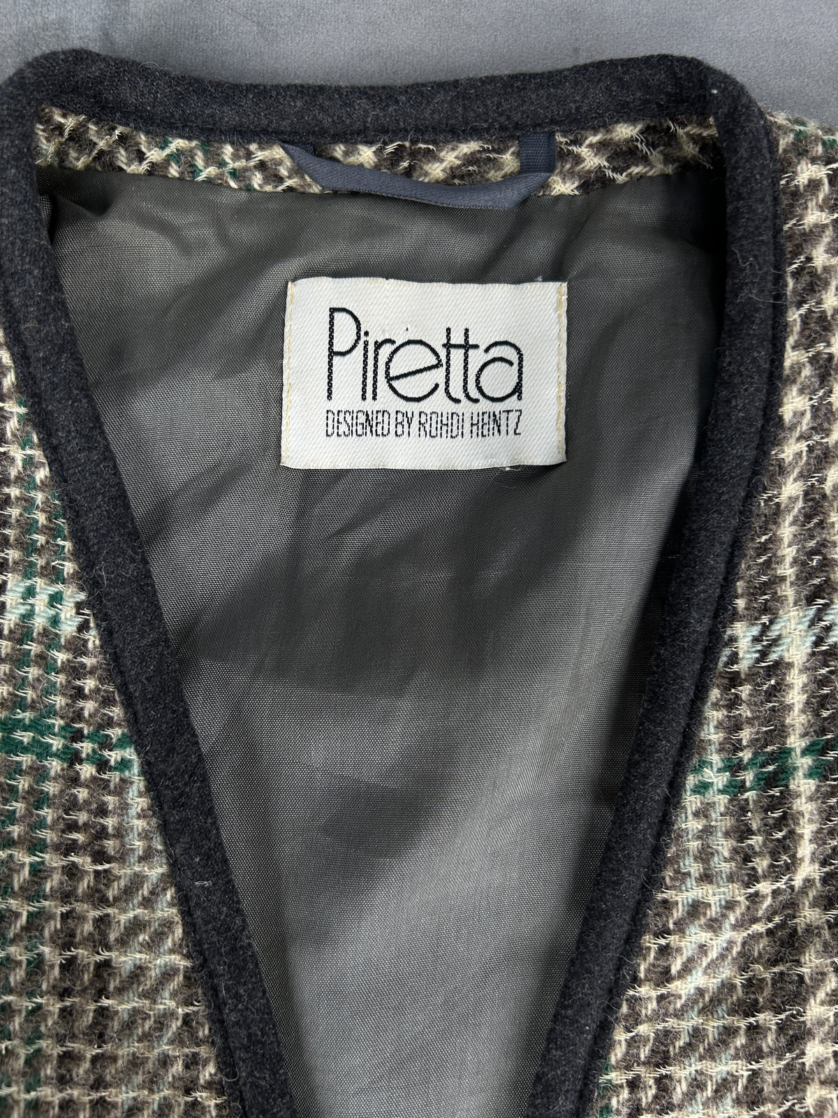 Giacca in lana principe di Galles verde Piretta vintage – Donna Taglia L