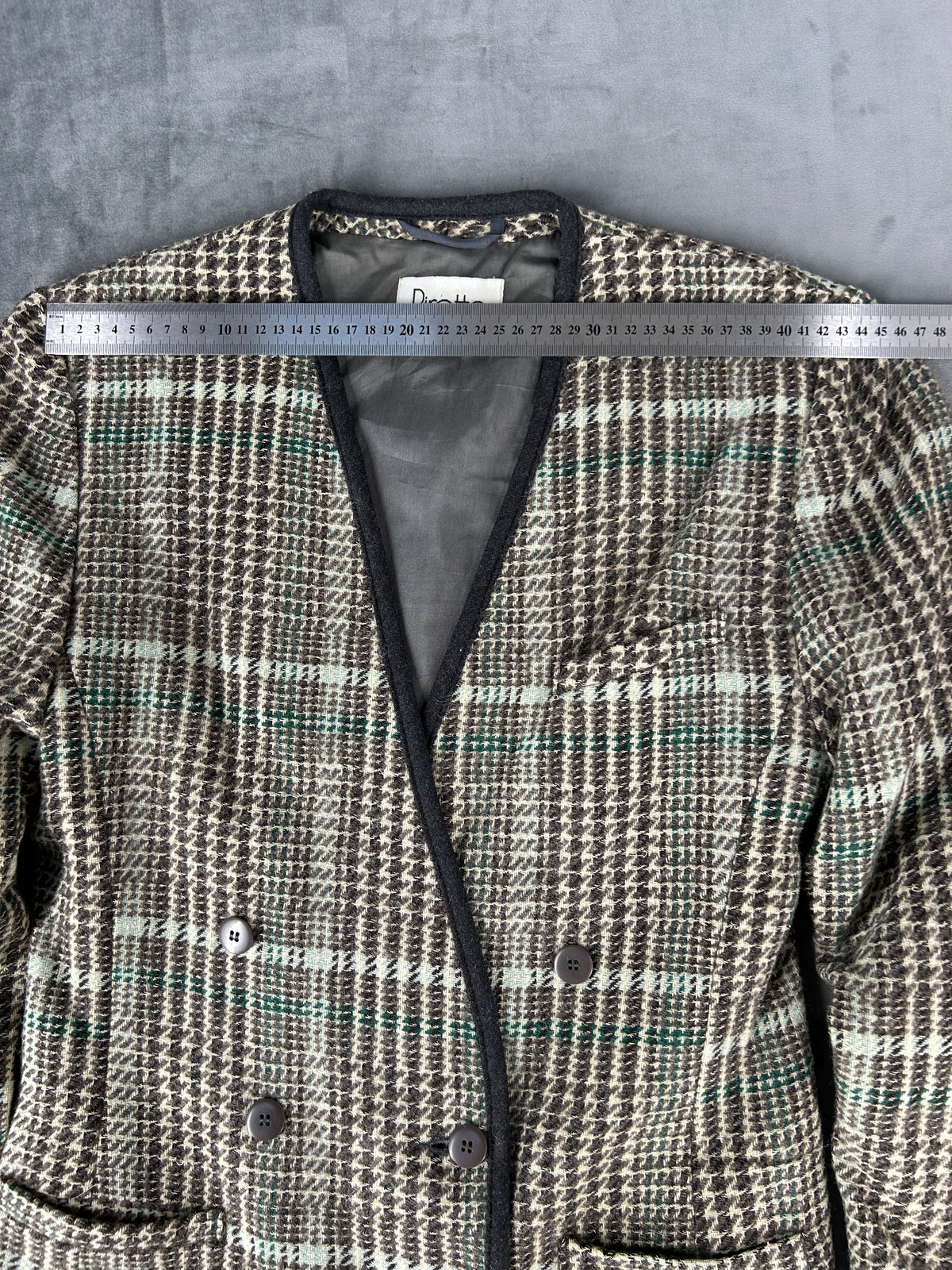Giacca in lana principe di Galles verde Piretta vintage – Donna Taglia L