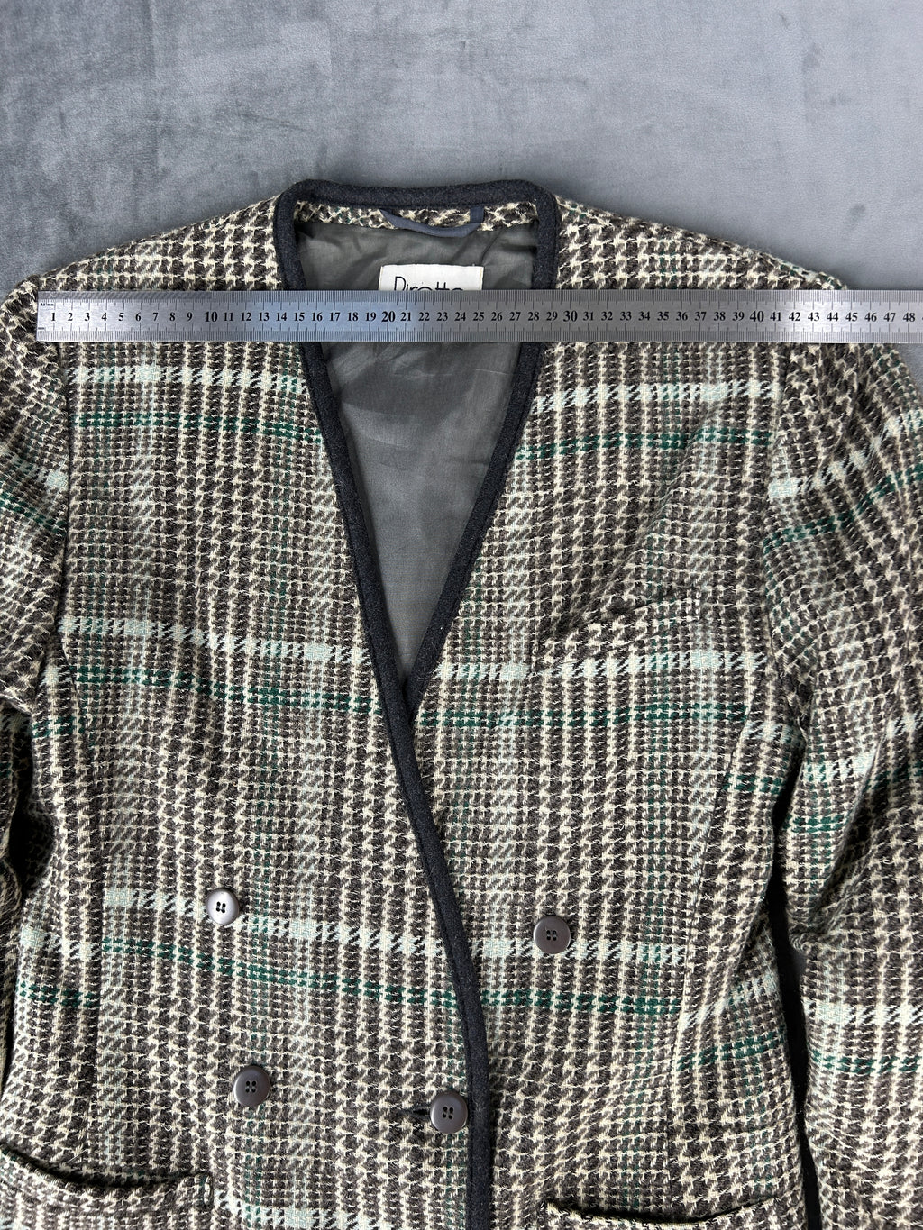 Giacca in lana principe di Galles verde Piretta vintage – Donna Taglia L