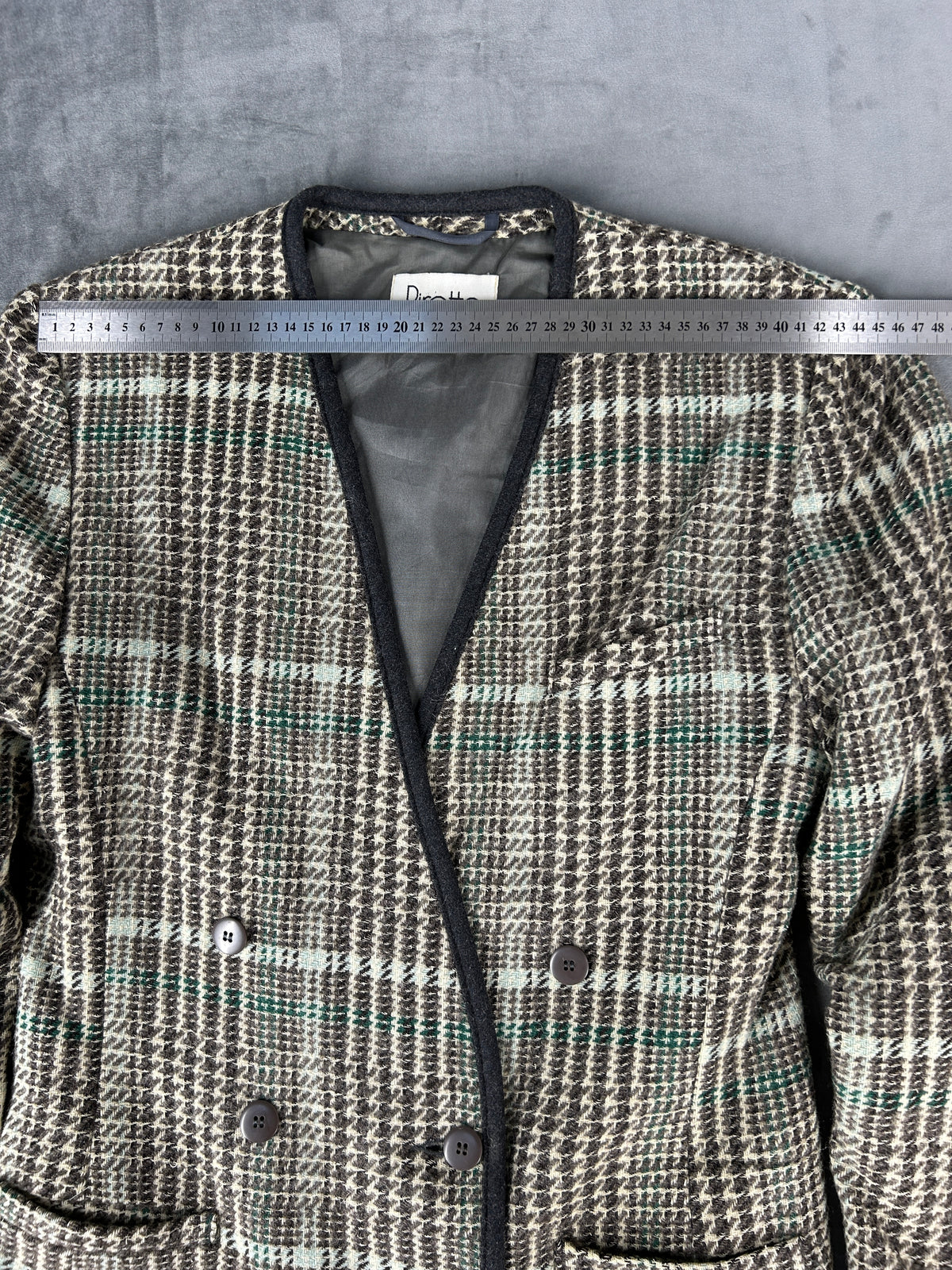 Giacca in lana principe di Galles verde Piretta vintage – Donna Taglia L