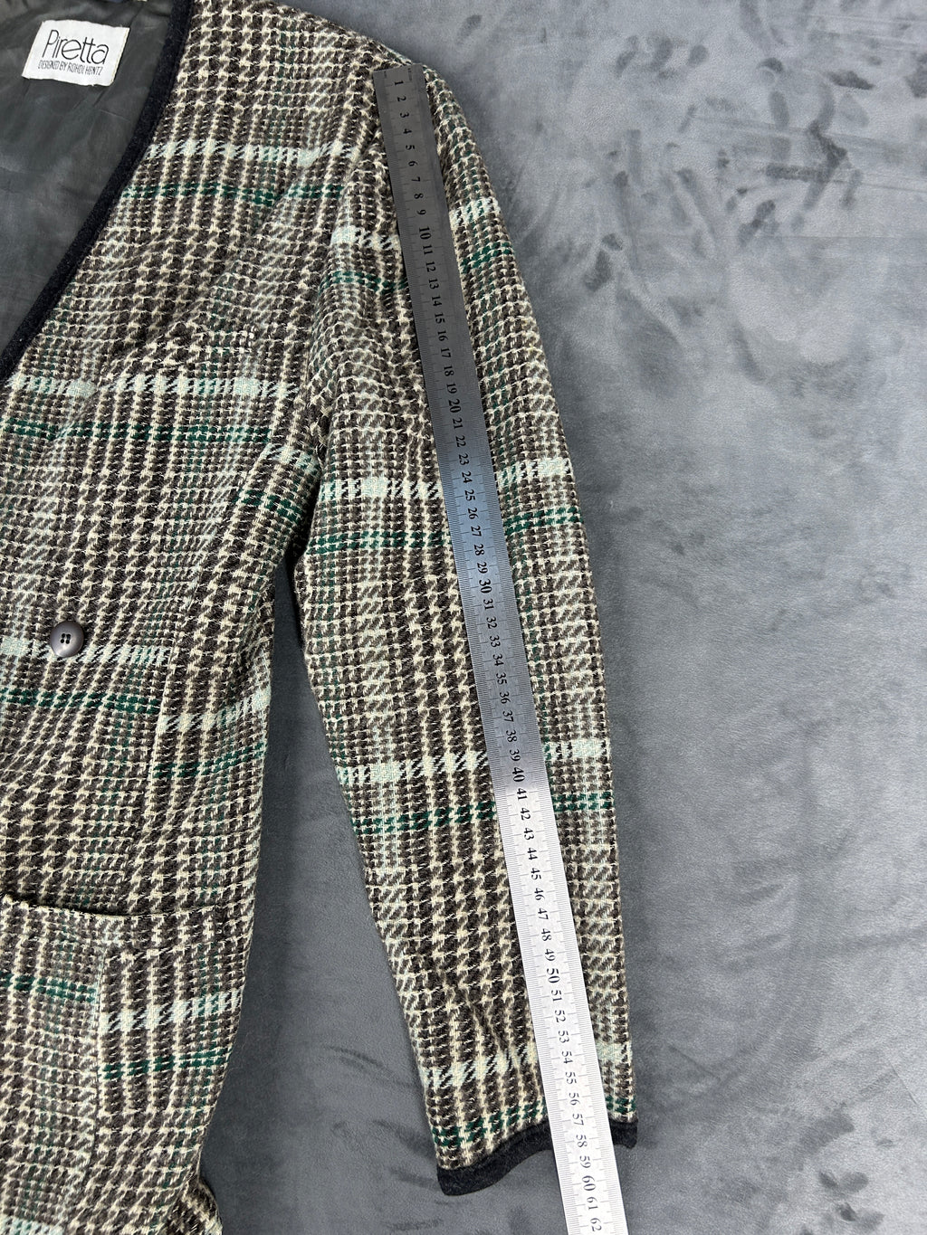 Giacca in lana principe di Galles verde Piretta vintage – Donna Taglia L