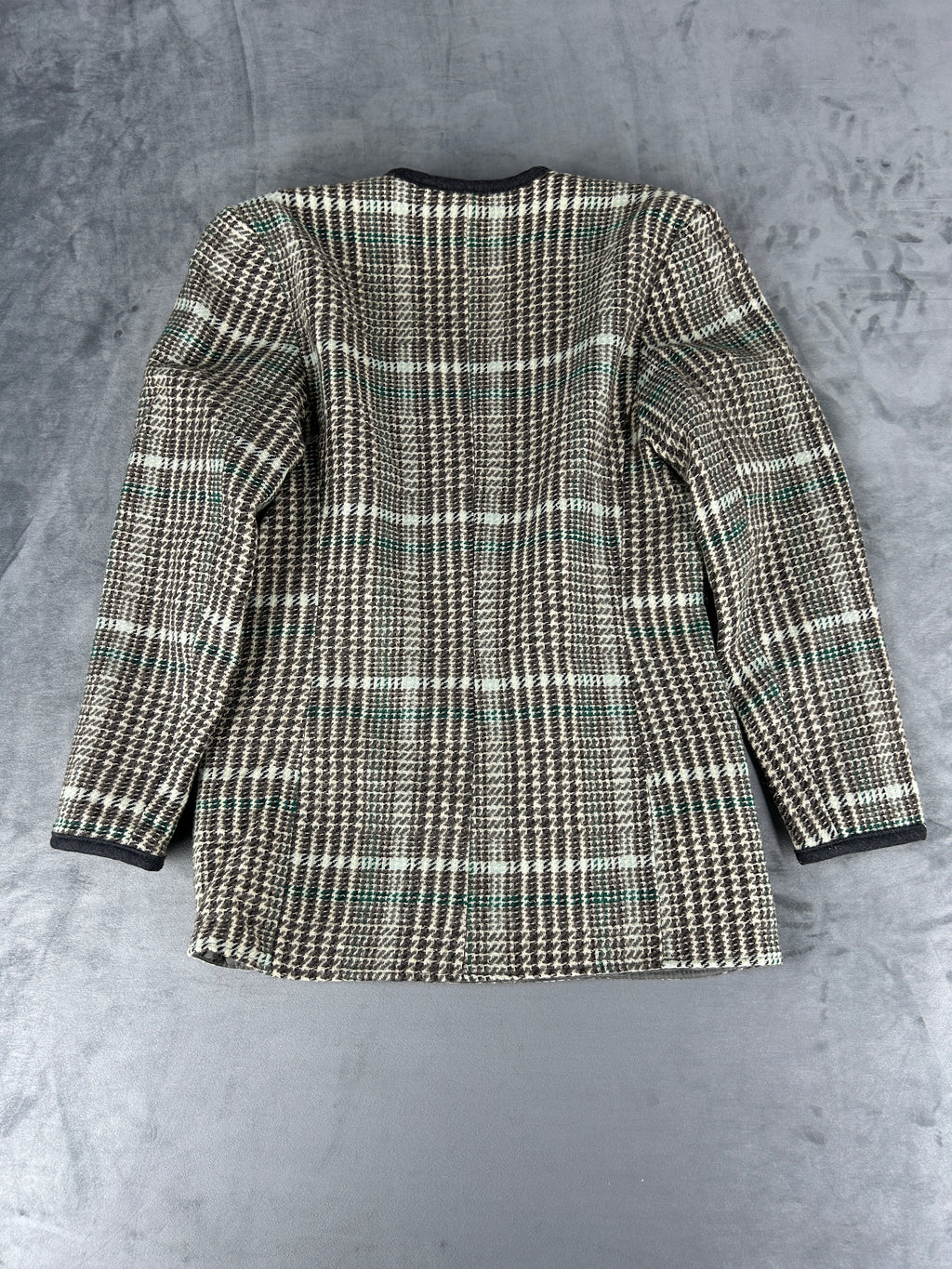 Giacca in lana principe di Galles verde Piretta vintage – Donna Taglia L