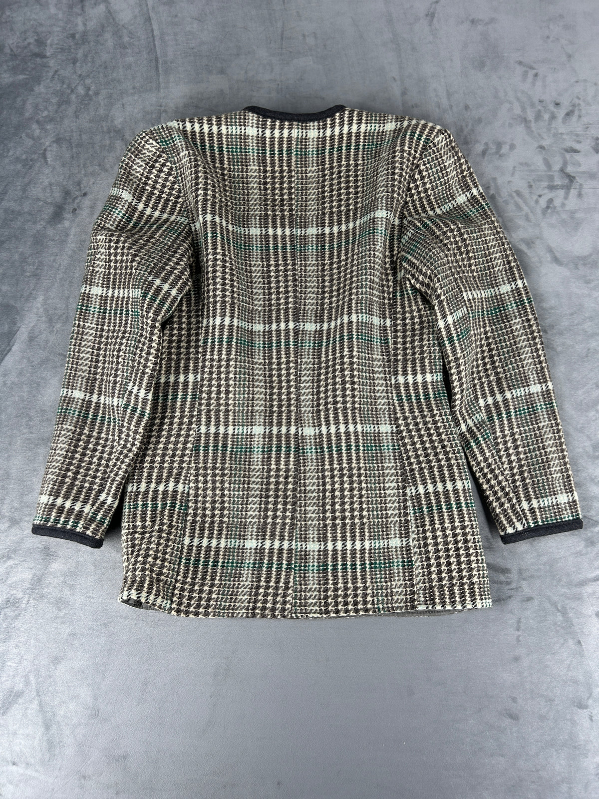 Giacca in lana principe di Galles verde Piretta vintage – Donna Taglia L