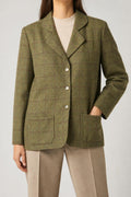 Blazer in lana verde a quadri vintage – Donna Taglia L