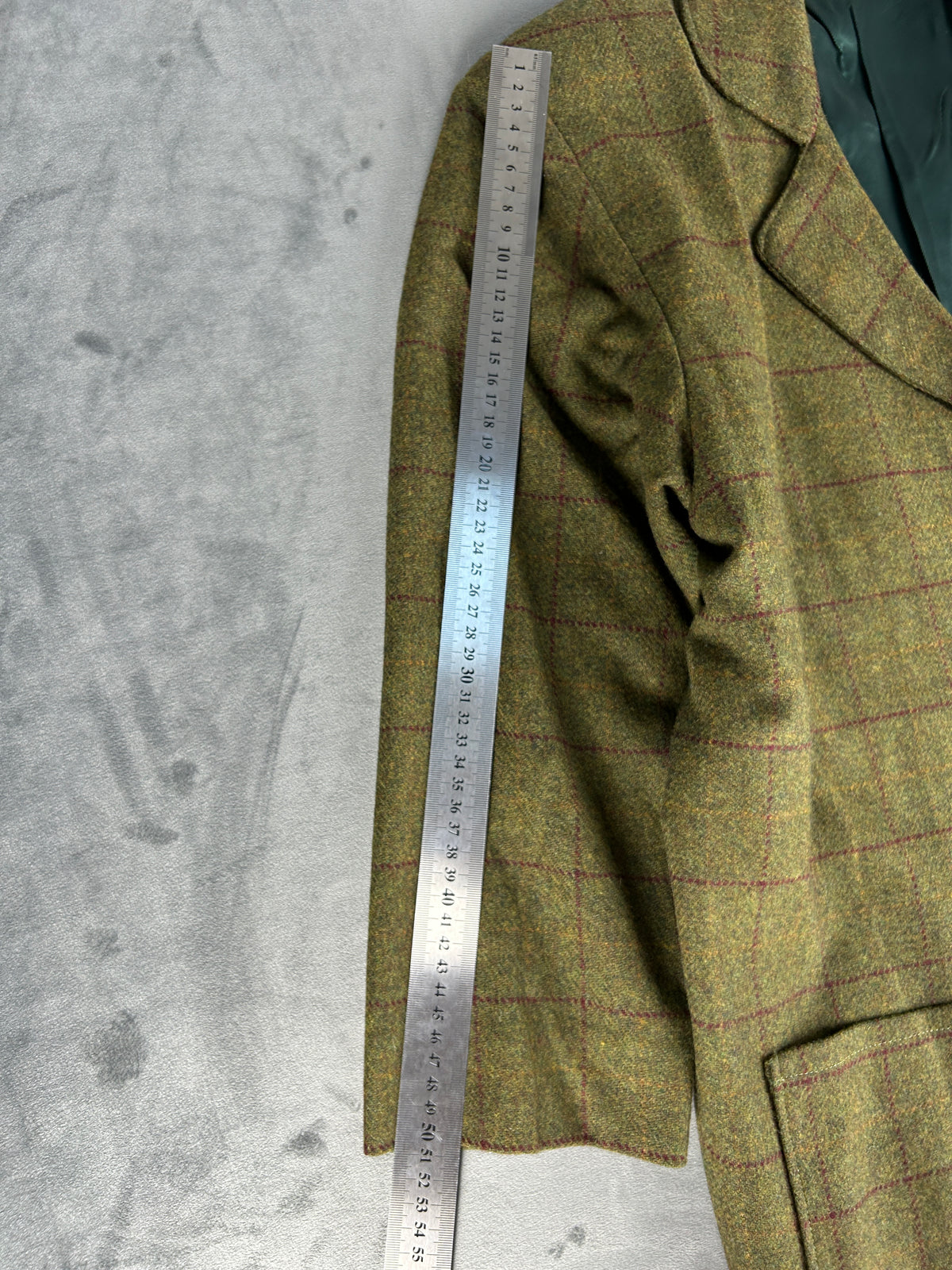 Blazer in lana verde a quadri vintage – Donna Taglia L