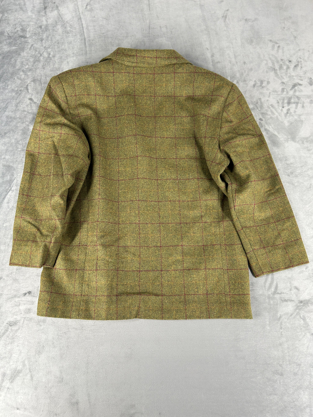 Blazer in lana verde a quadri vintage – Donna Taglia L