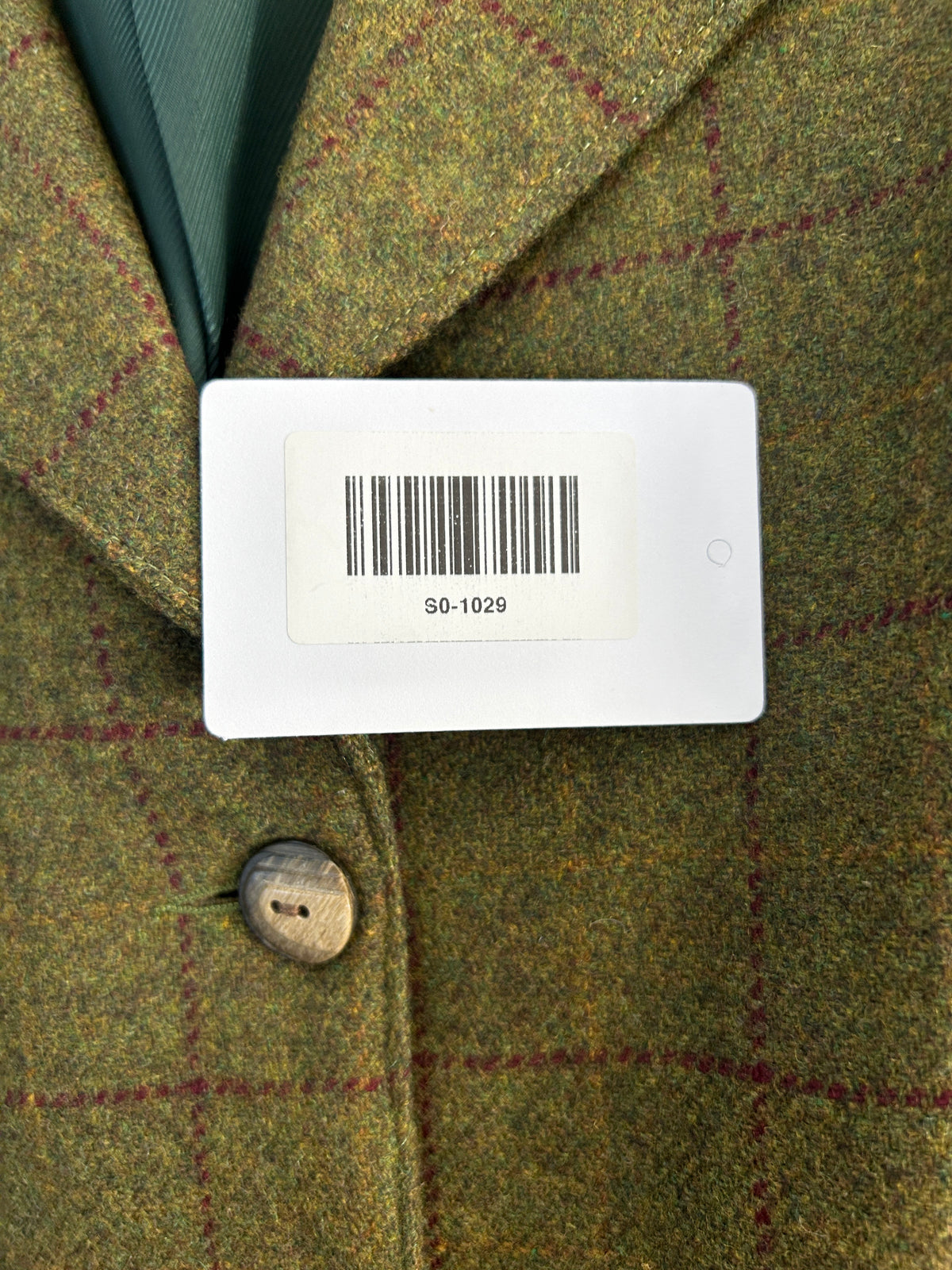 Blazer in lana verde a quadri vintage – Donna Taglia L