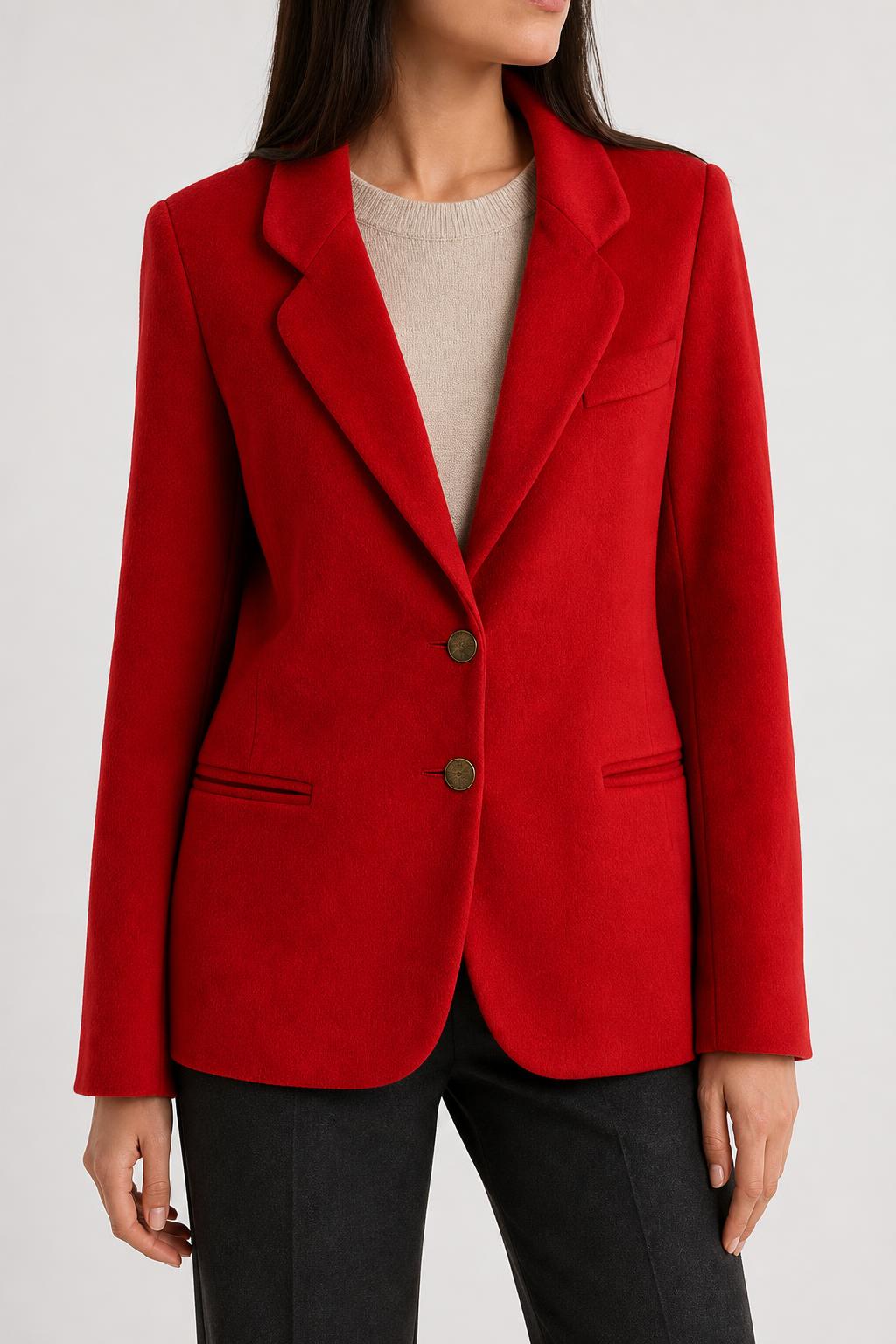 Blazer rosso in lana e cashmere vintage – Donna Taglia M (IT 42)