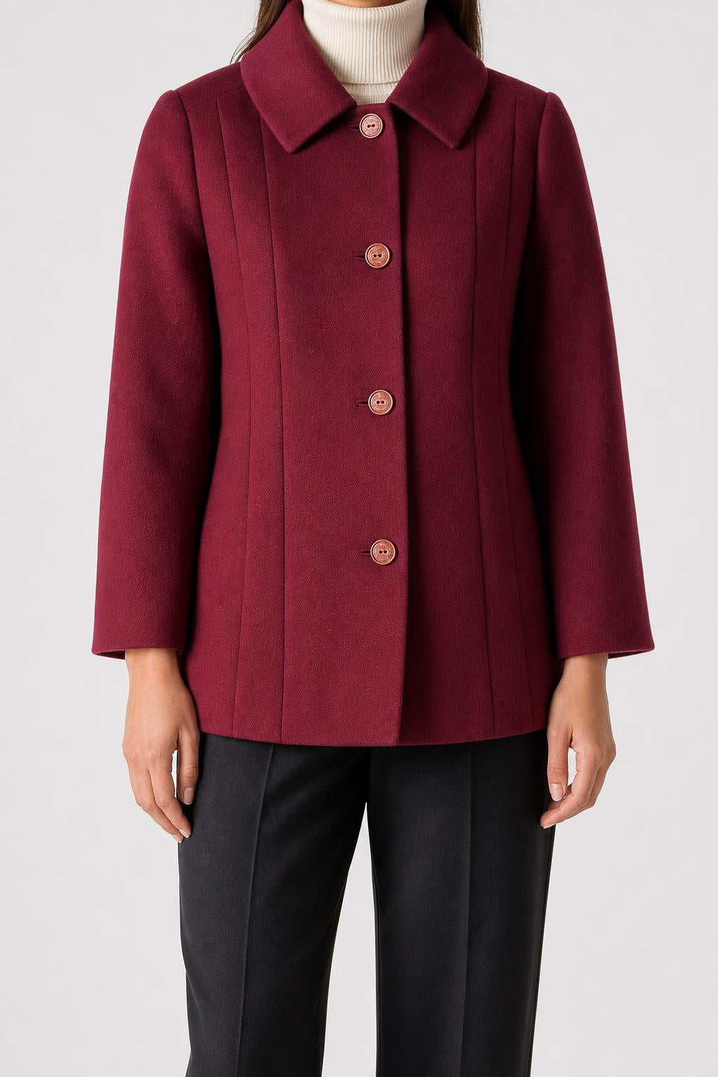 Giacca corta svasata in lana bordeaux vintage – Donna Taglia M