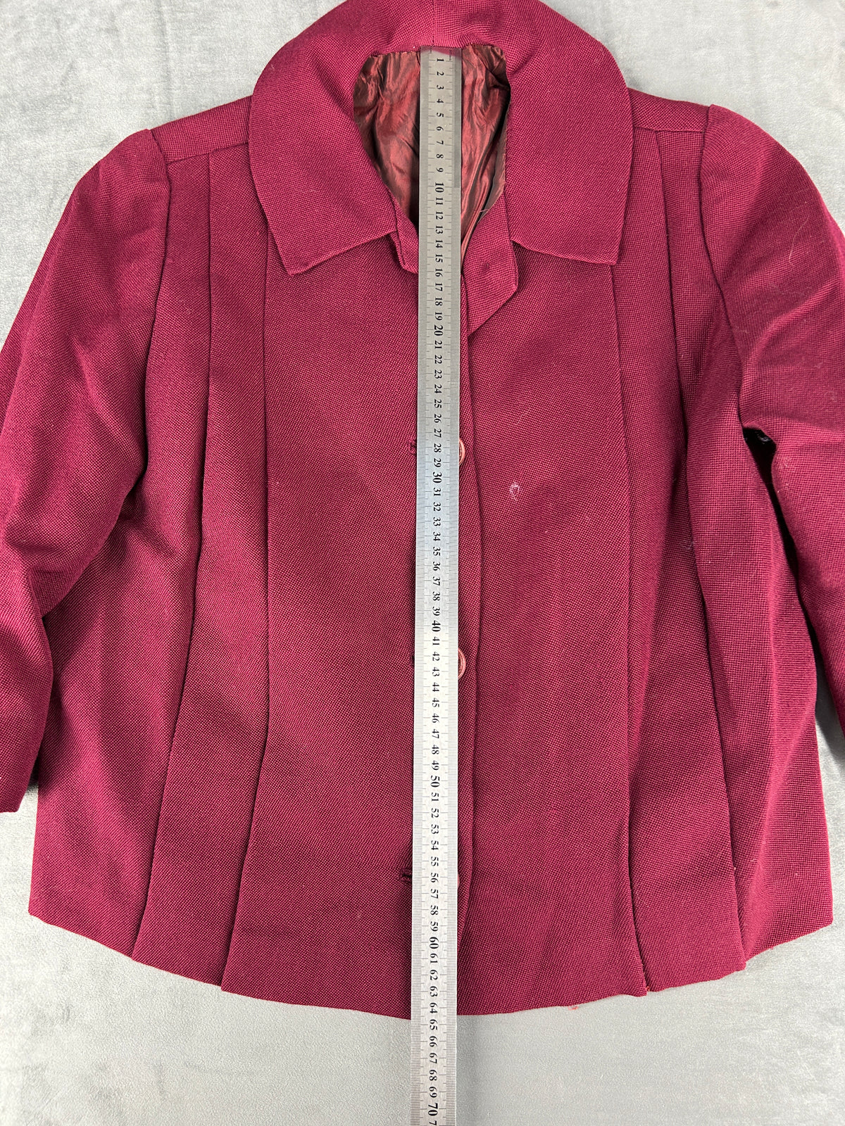 Giacca corta svasata in lana bordeaux vintage – Donna Taglia M