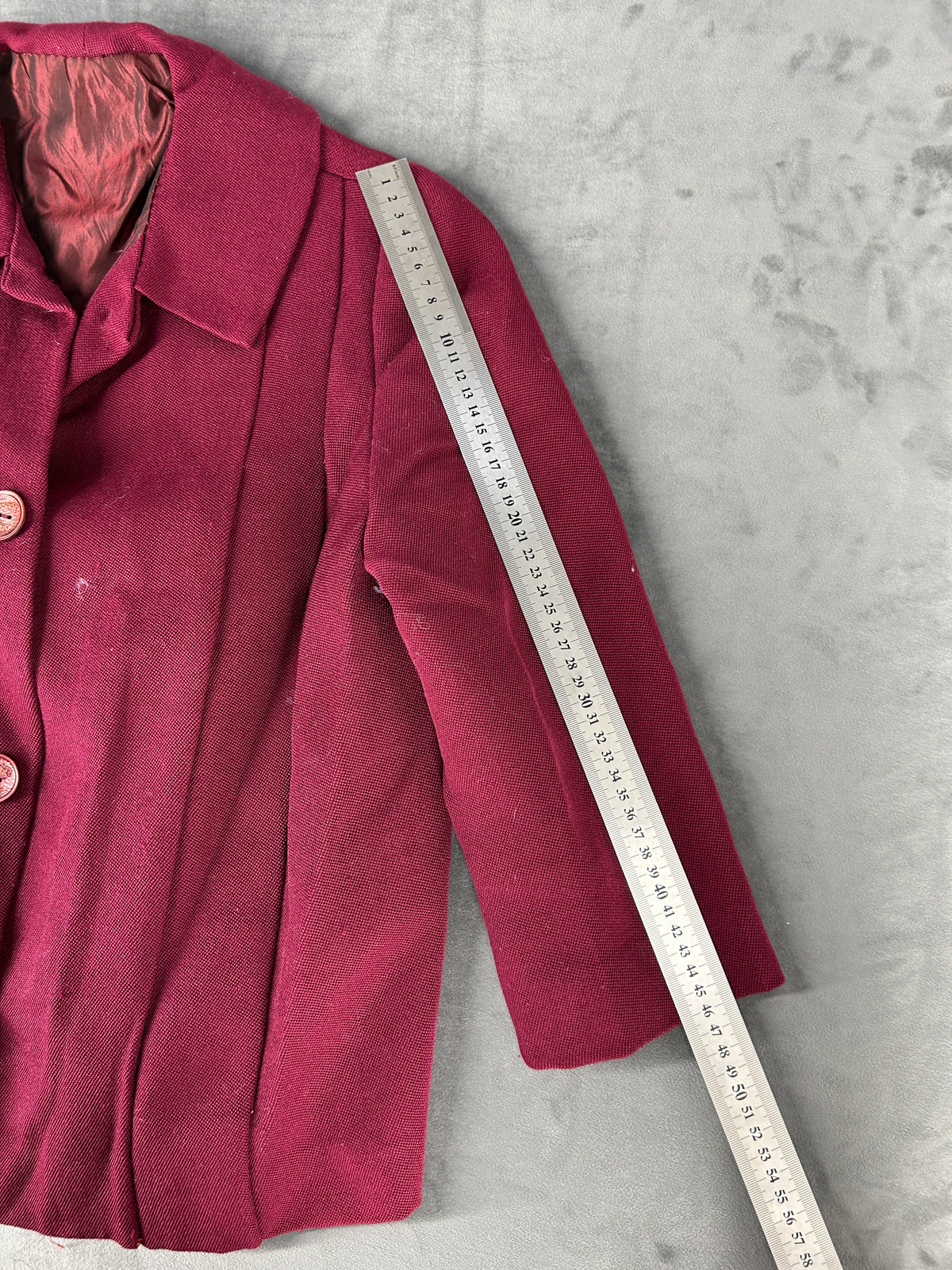 Giacca corta svasata in lana bordeaux vintage – Donna Taglia M