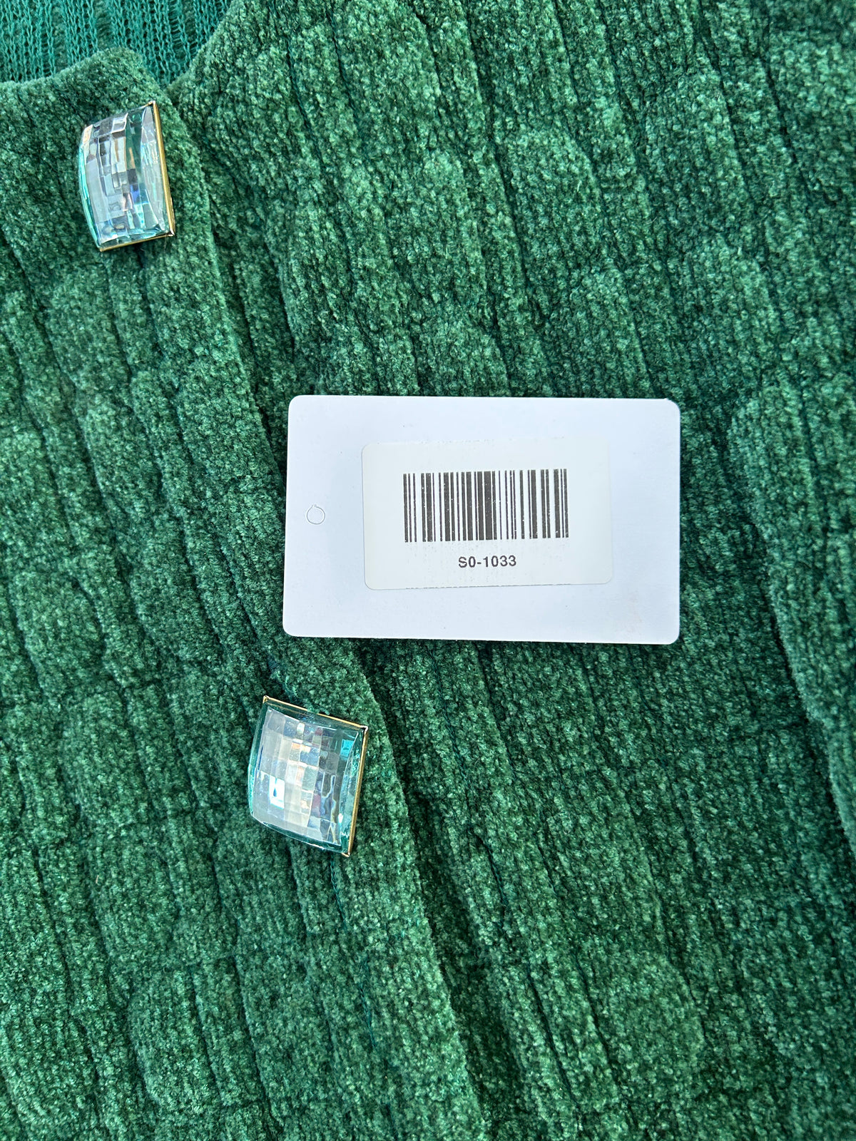 Cardigan lungo in maglia trapuntata verde Devernois vintage – Donna Taglia L