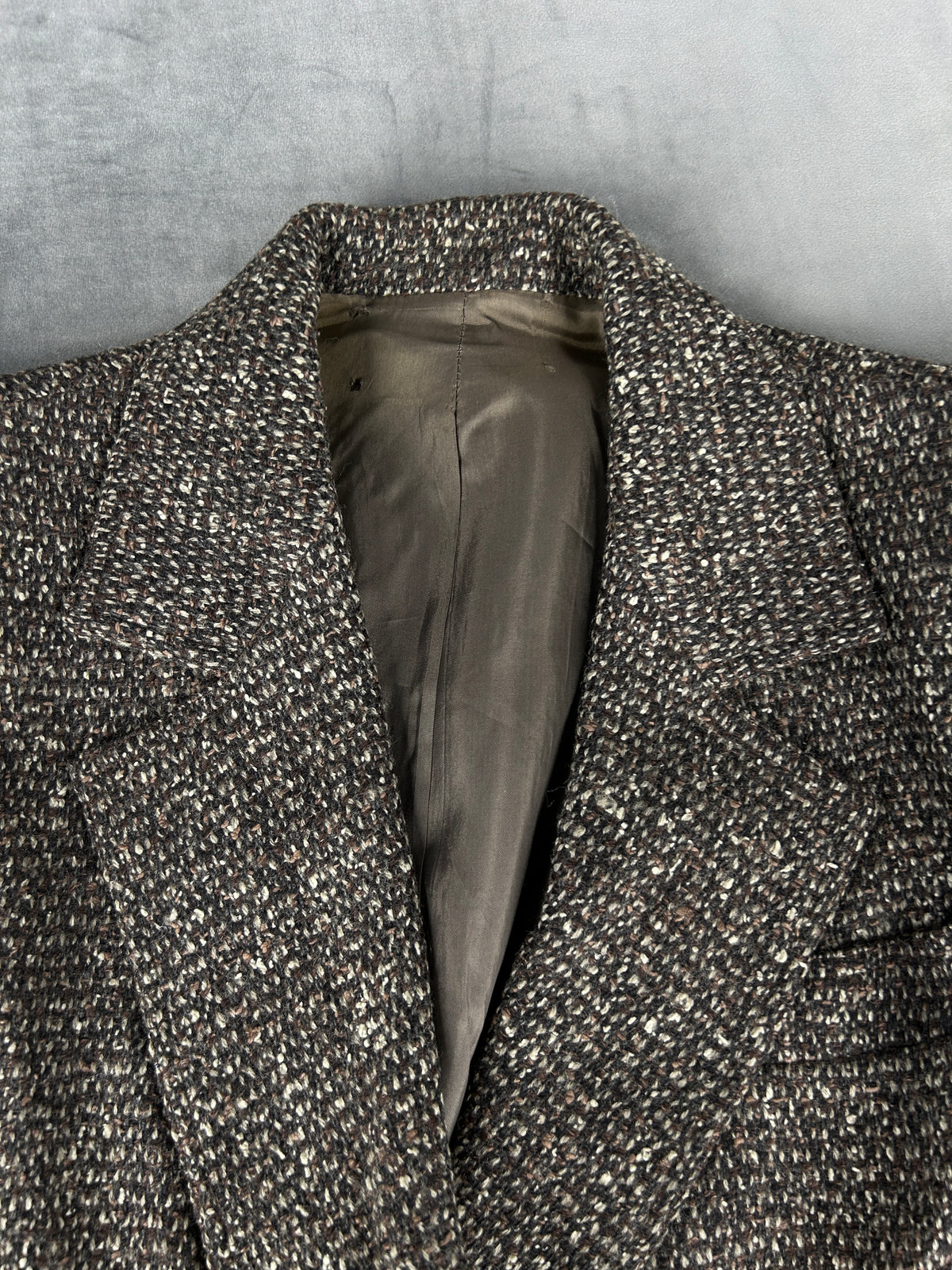 Blazer oversize in lana tweed marrone vintage – Donna Taglia L