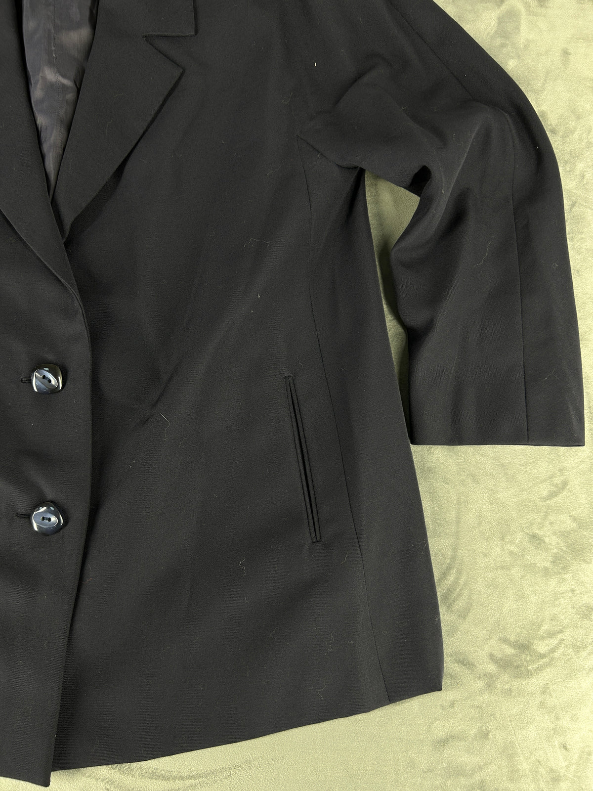 Blazer oversize blu navy in lana vintage – Donna Taglia L
