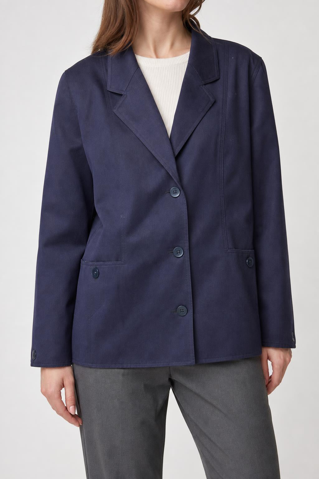 Blazer blu navy in lana vintage – Donna Taglia L