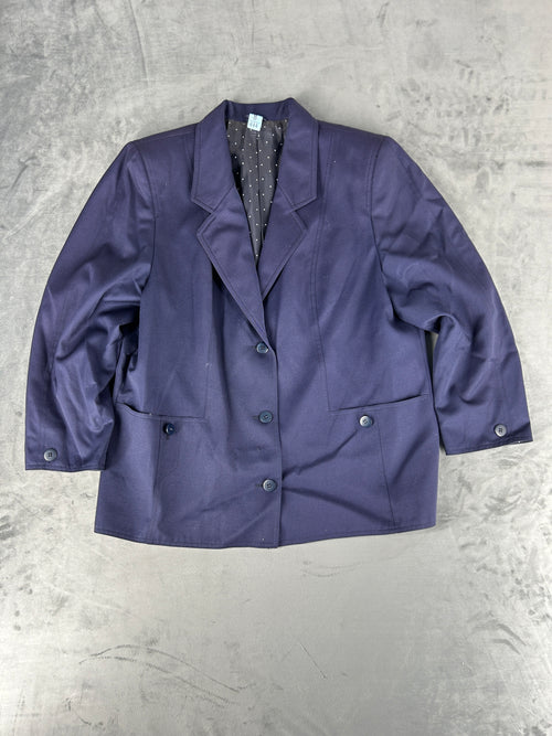 Blazer blu navy in lana vintage – Donna Taglia L
