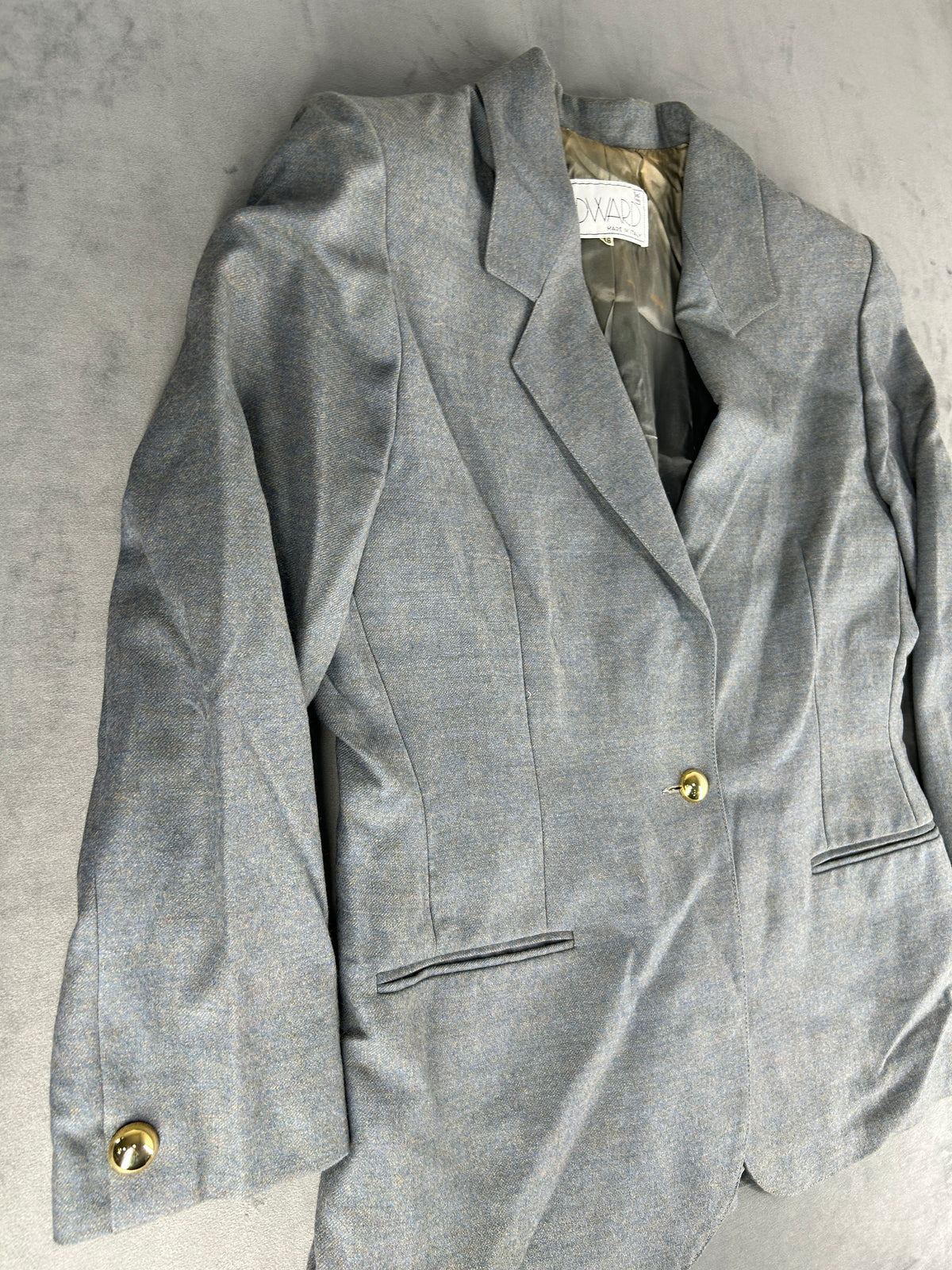 Blazer grigio in lana Edward vintage – Donna Taglia XL (IT 48)