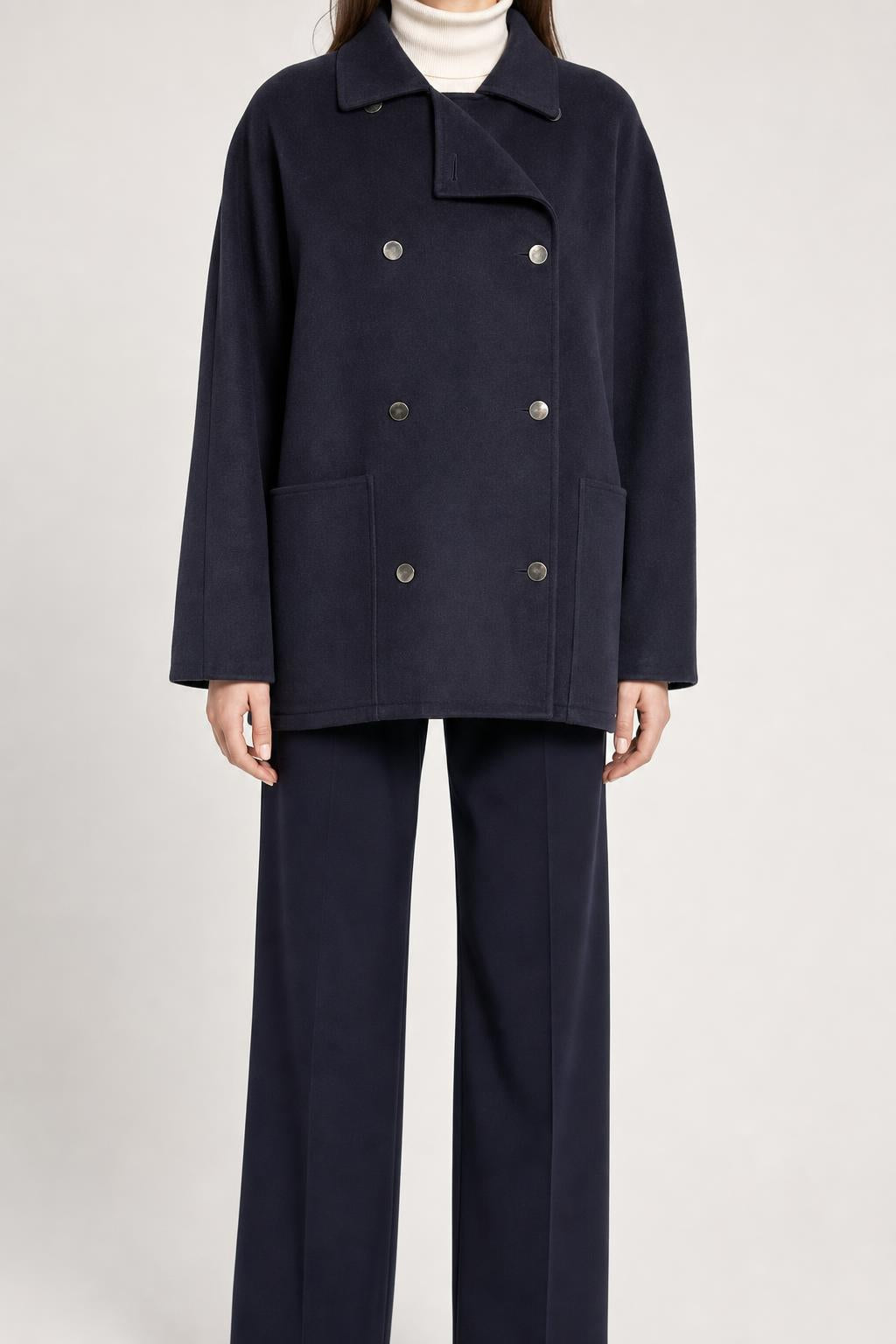 Caban corto in lana blu navy Marella vintage – Donna Taglia L