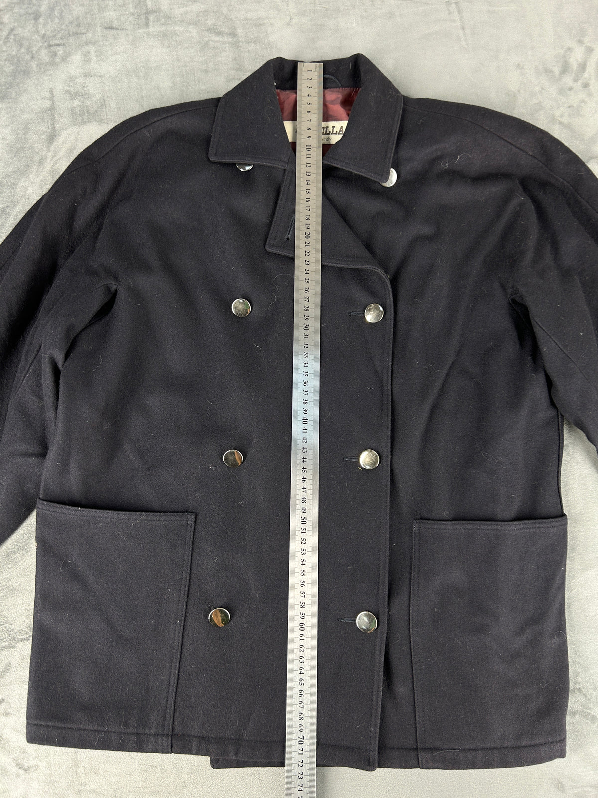 Caban corto in lana blu navy Marella vintage – Donna Taglia L