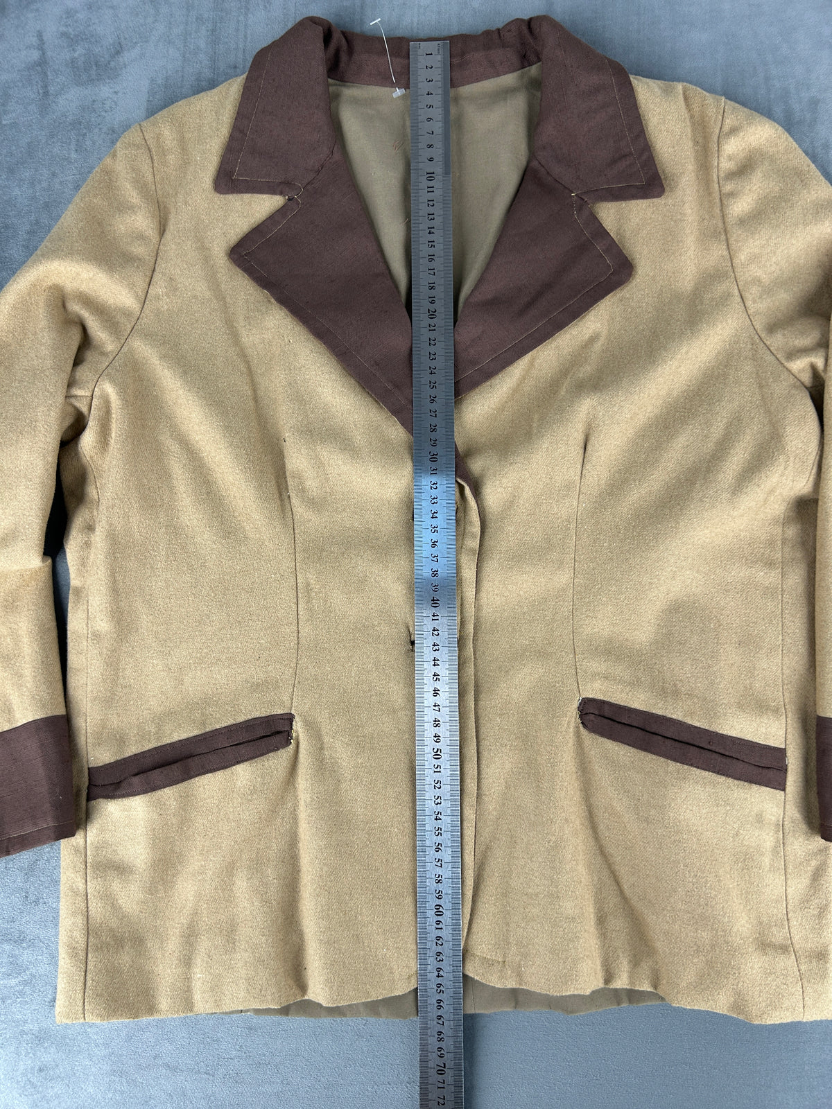 Giacca bicolore beige e marrone in lana vintage – Donna Taglia M
