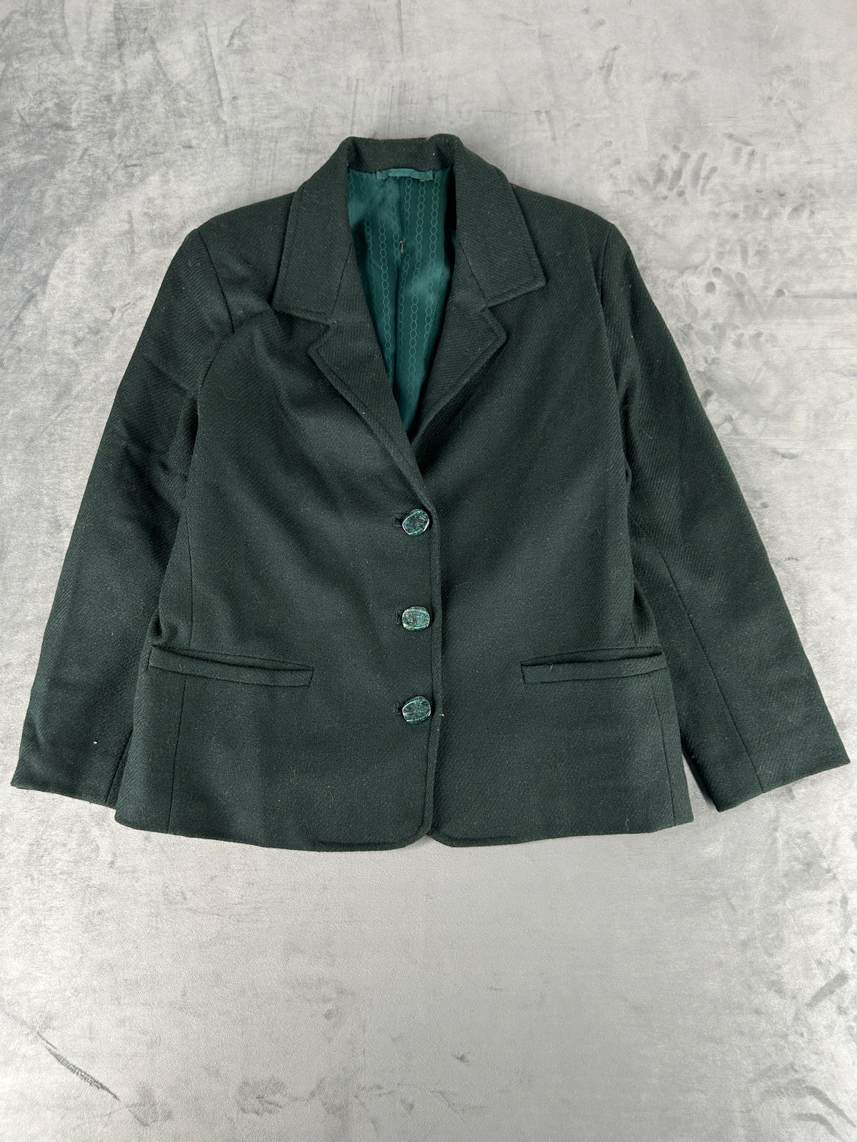 Blazer verde scuro in lana vintage – Donna Taglia L