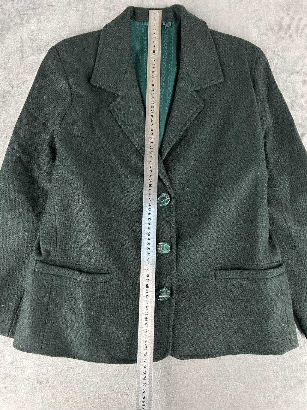 Blazer verde scuro in lana vintage – Donna Taglia L