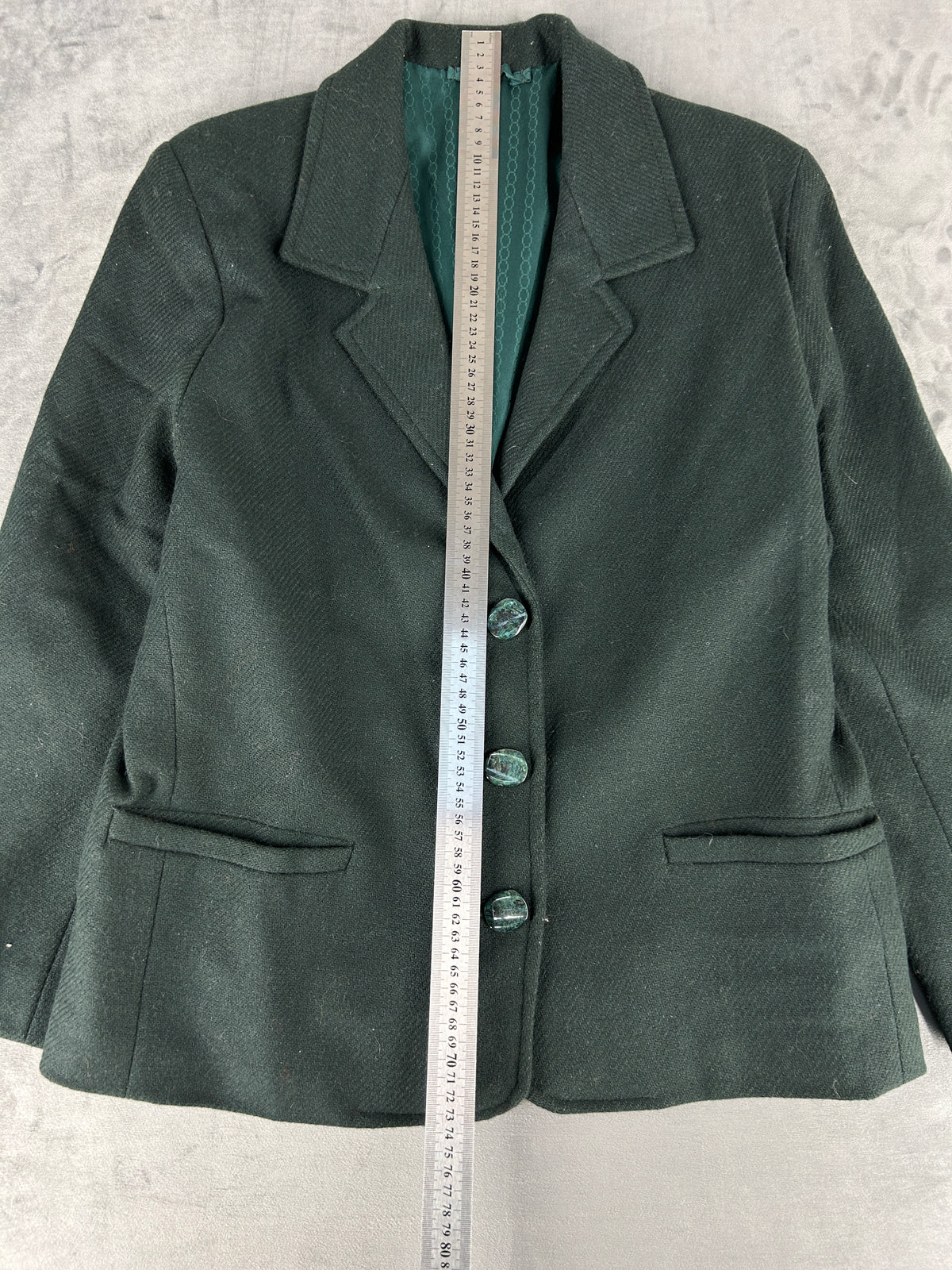 Blazer verde scuro in lana vintage – Donna Taglia L