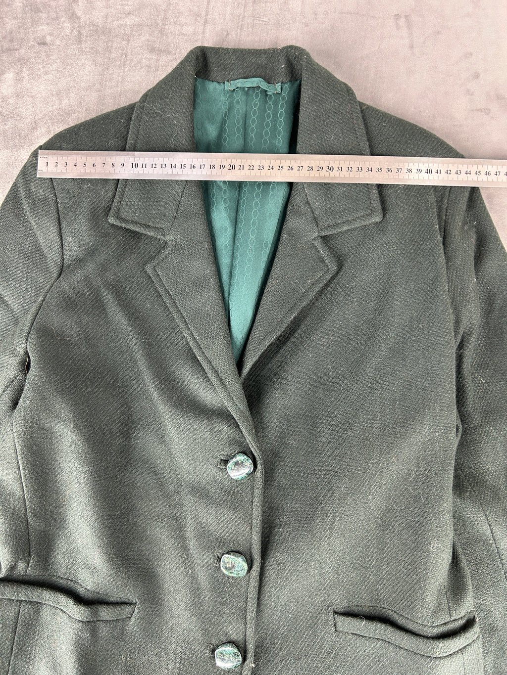 Blazer verde scuro in lana vintage – Donna Taglia L