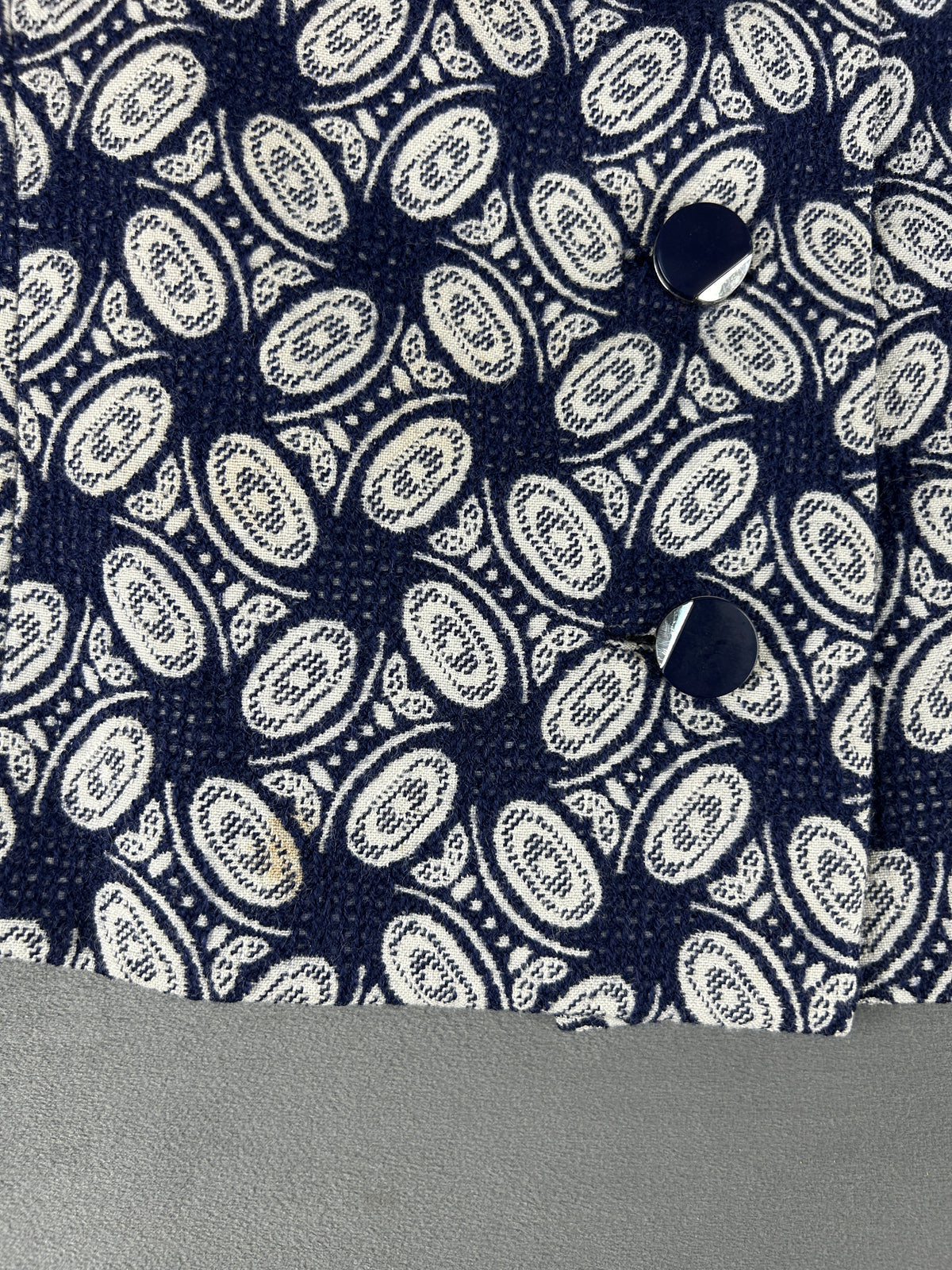 Completo giacca e gonna blu navy a fantasia vintage – Donna Taglia M