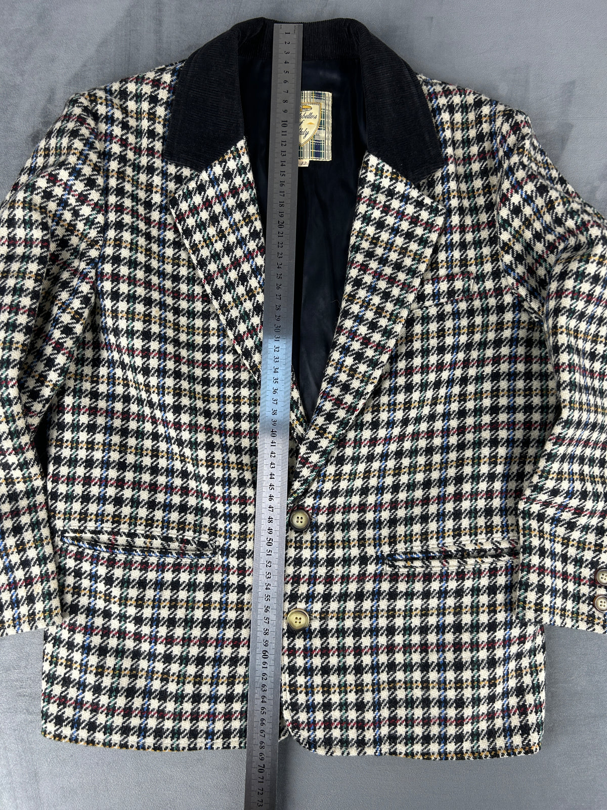 Blazer in lana pied de poule con collo in velluto Portobello's vintage – Donna Taglia L