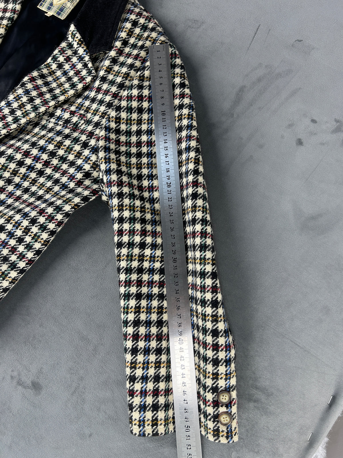 Blazer in lana pied de poule con collo in velluto Portobello's vintage – Donna Taglia L