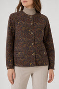 Giacca in velluto paisley marrone vintage – Donna Taglia L
