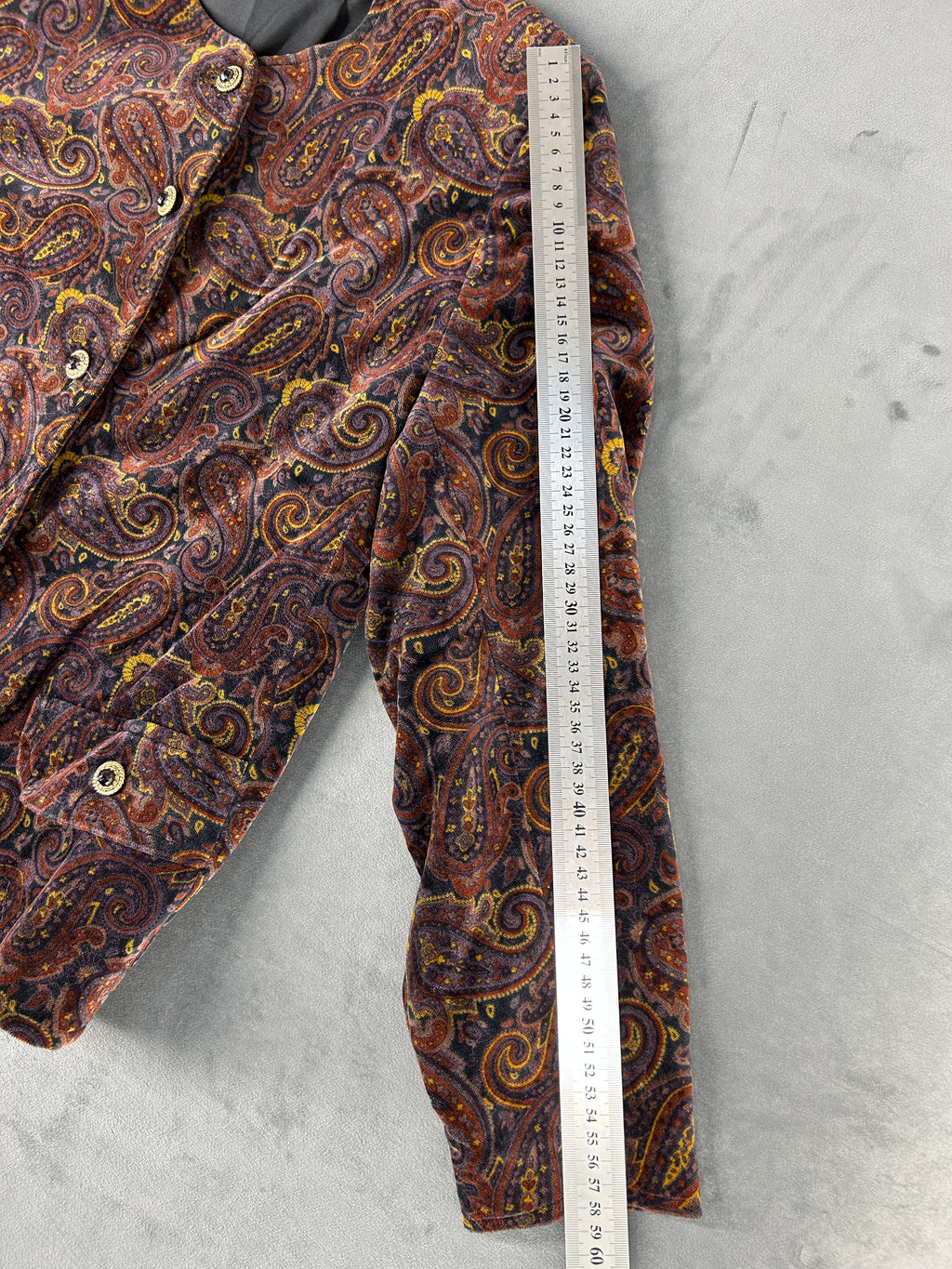 Giacca in velluto paisley marrone vintage – Donna Taglia L