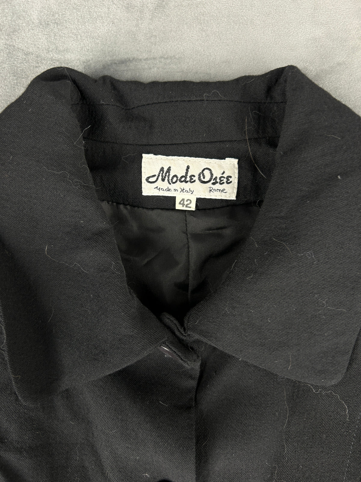 Giacca corta nera in lana Mode Osée vintage – Donna Taglia M (IT 42)