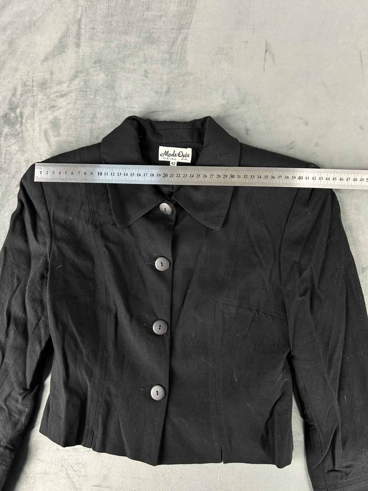 Giacca corta nera in lana Mode Osée vintage – Donna Taglia M (IT 42)