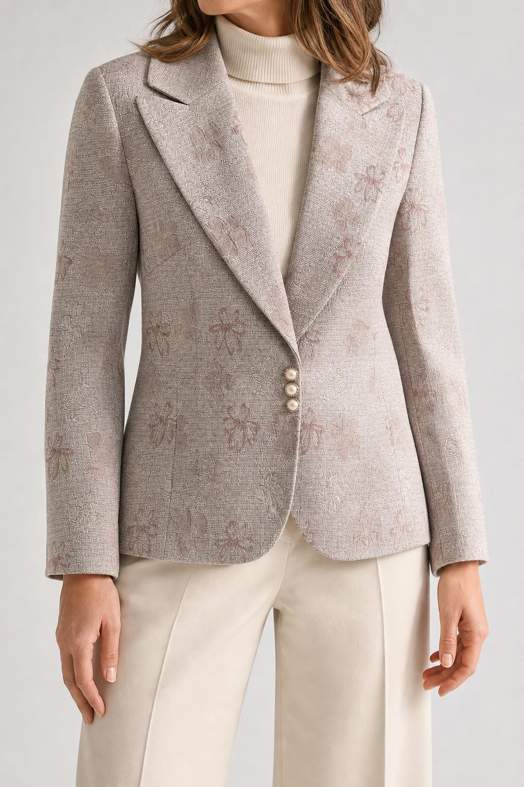 Blazer rosa cipria a fiori Carmen vintage – Donna Taglia L