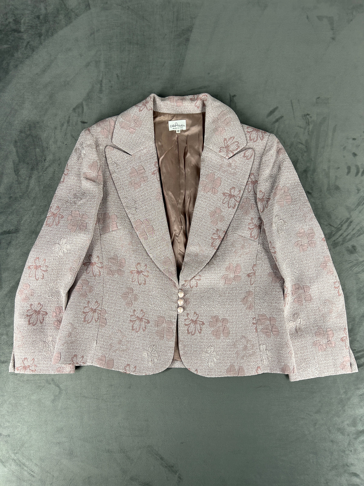 Blazer rosa cipria a fiori Carmen vintage – Donna Taglia L