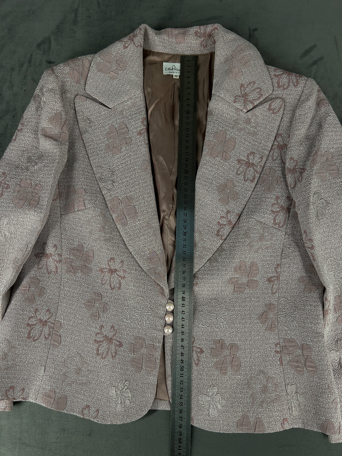 Blazer rosa cipria a fiori Carmen vintage – Donna Taglia L