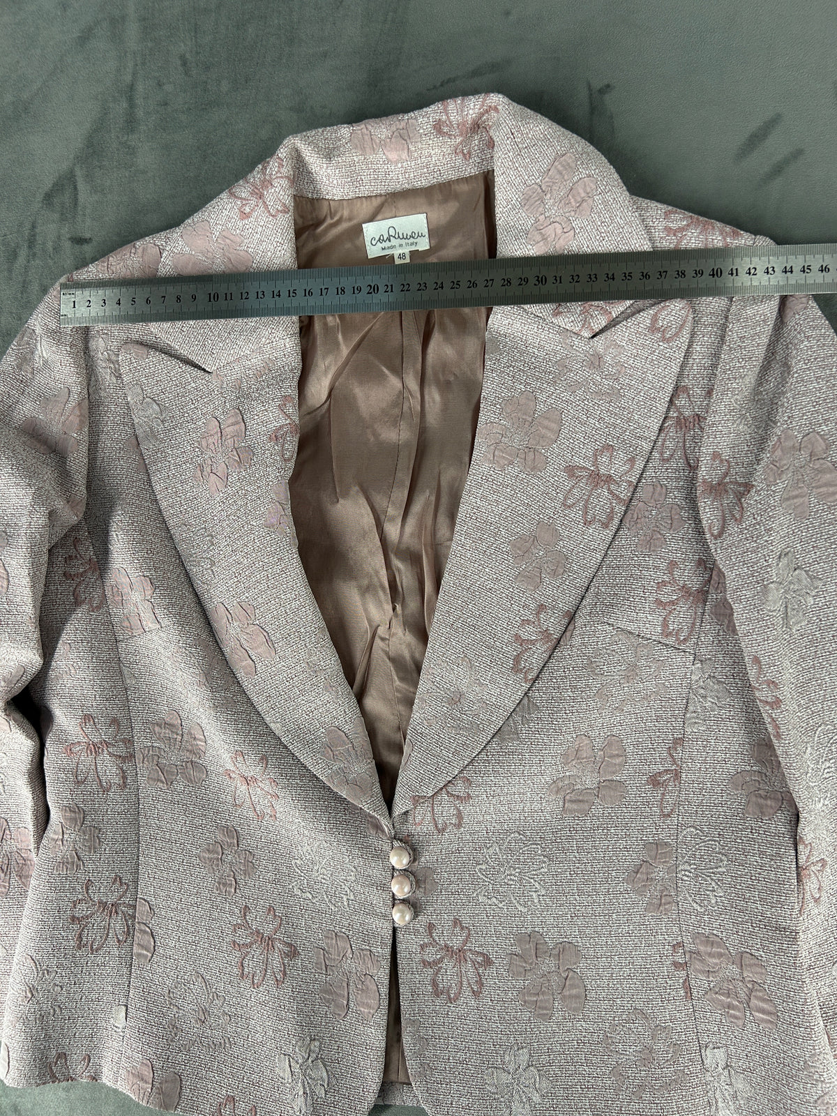 Blazer rosa cipria a fiori Carmen vintage – Donna Taglia L
