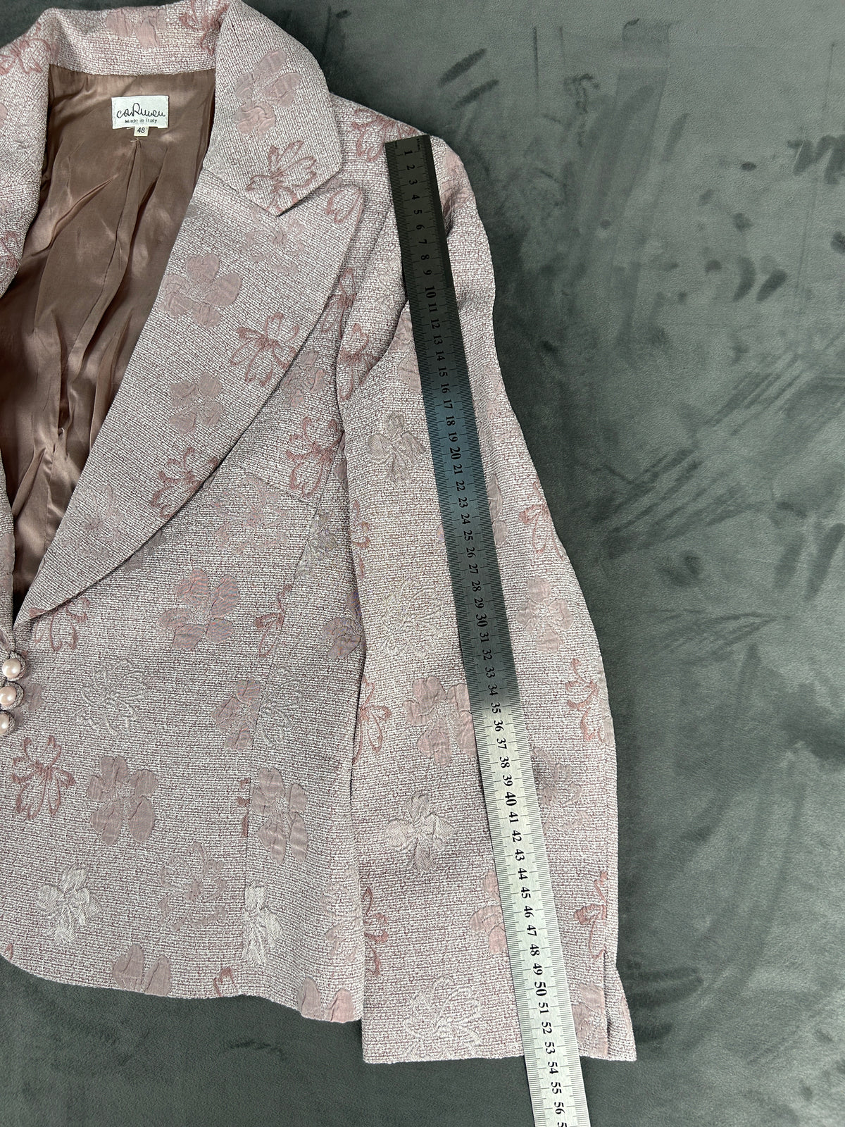 Blazer rosa cipria a fiori Carmen vintage – Donna Taglia L